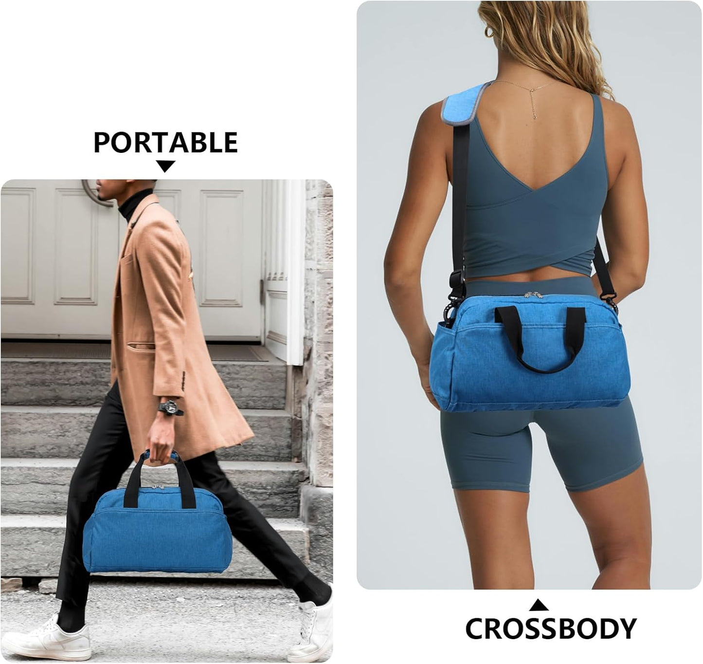 14 inch Small Gym Bag for Women & Men, Mini Duffel Bag for Travel Sports Lightweight Carry On Bag,Navy Blue