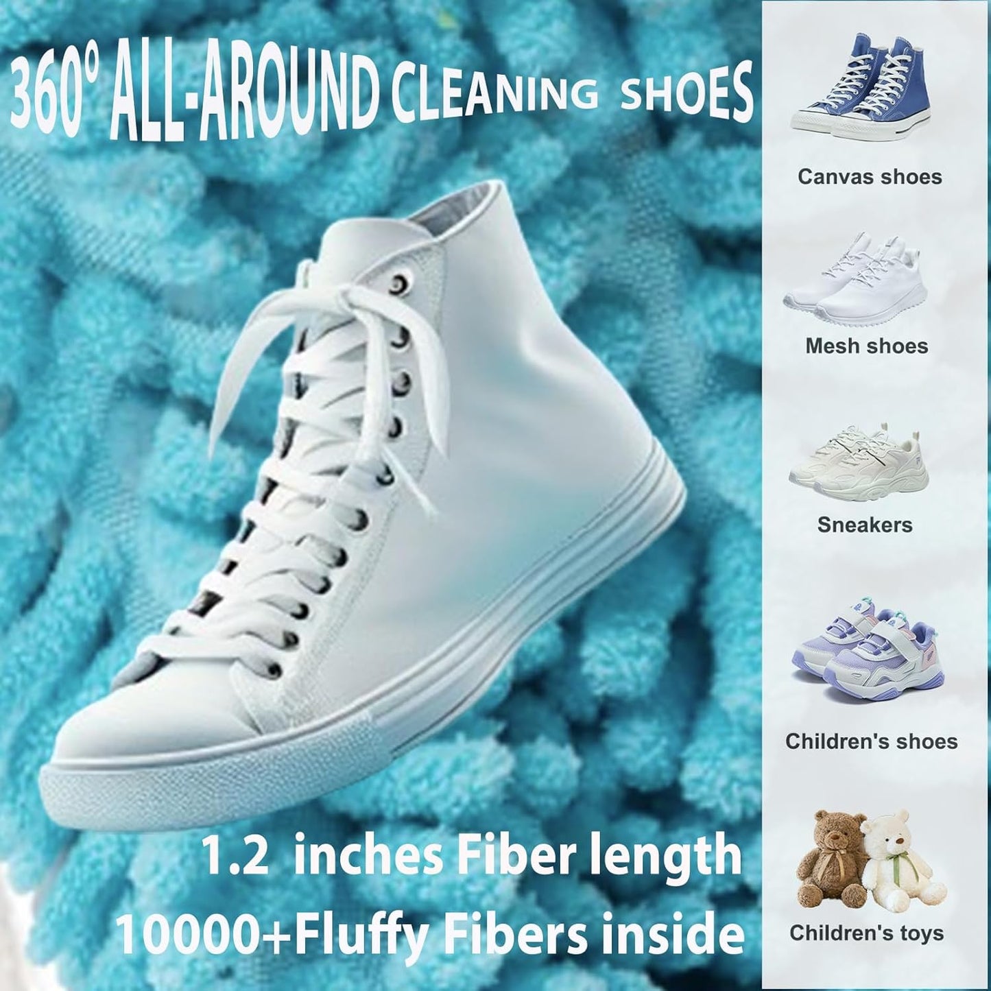 2Pcs Shoe Washing Machine Bag, Durable Laundry Shoe Bag for Washing Machine, Fluffy Fibers 360° Cleaning, Includes Liquid Shoe Brush & Travel Dust Bag, Ideal for Sneakers & Gym Shoes (blue)