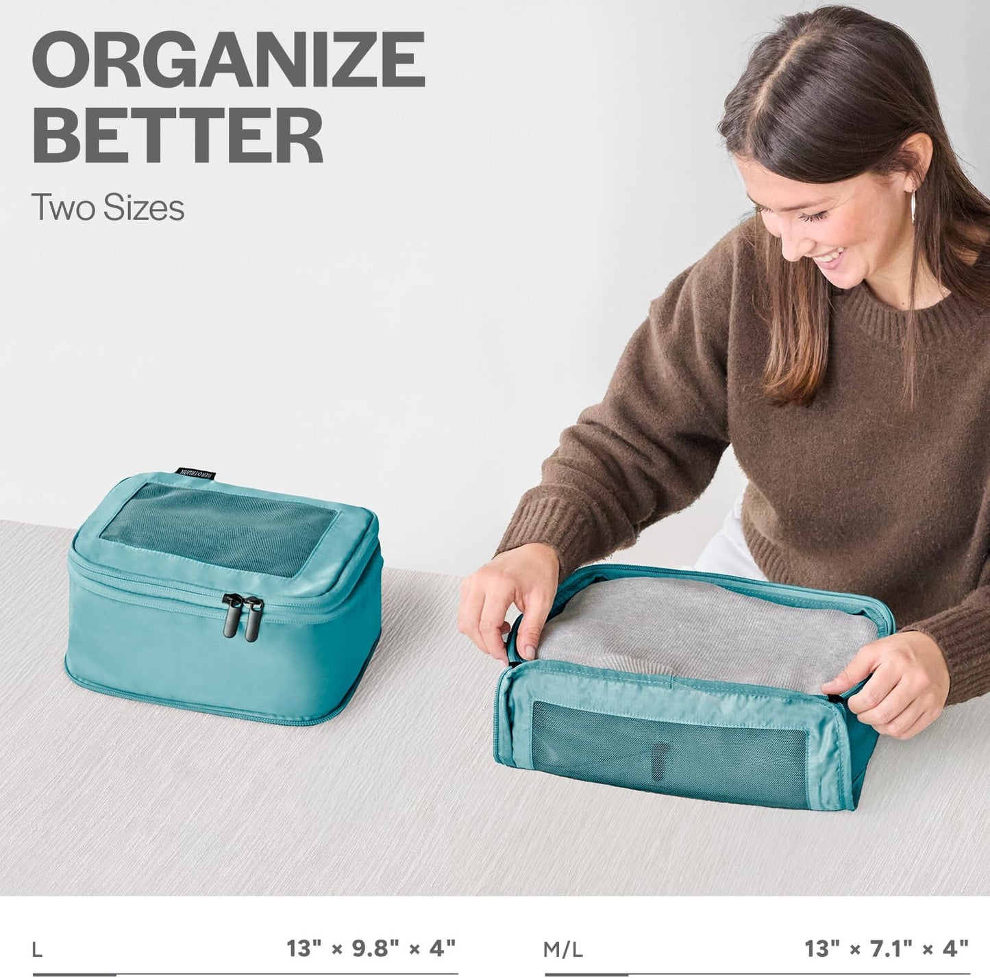 Aerotrunk Compression Packing Cubes for Travel - Luggage Organizer Bags - Double Zipper Packing