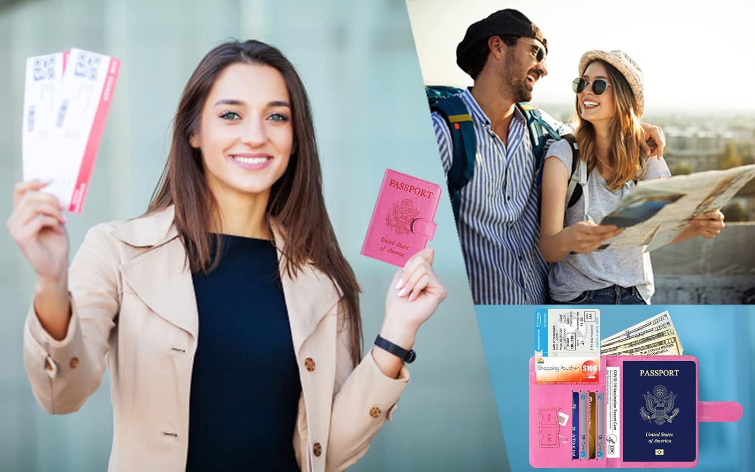 Passport Holder Cover Wallet RFID Blocking Leather Card Case Travel Accessories for Women Men