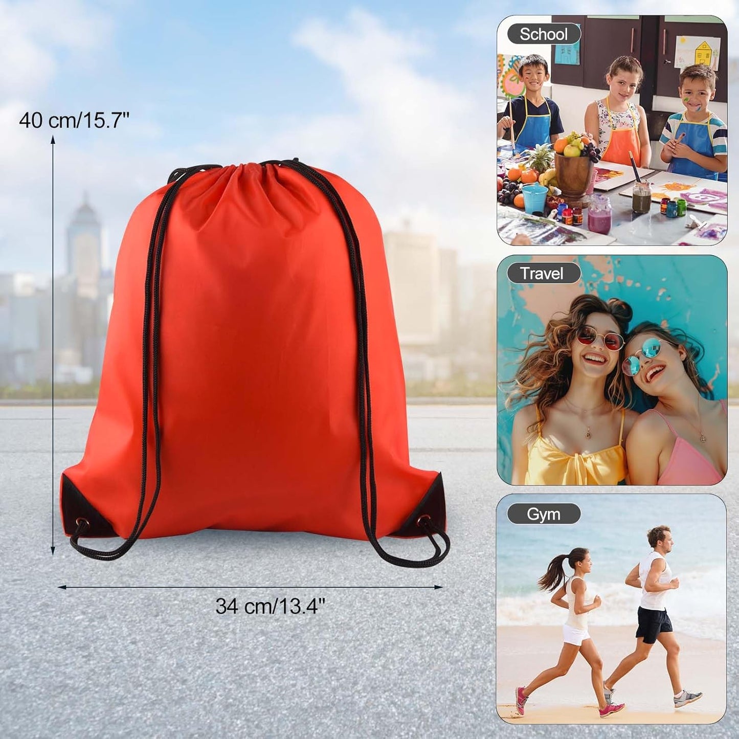 PLULON 2Pcs Drawstring Bags Bulk Red Drawstring Backpack String Backpack Cinch Sack Sport Gym