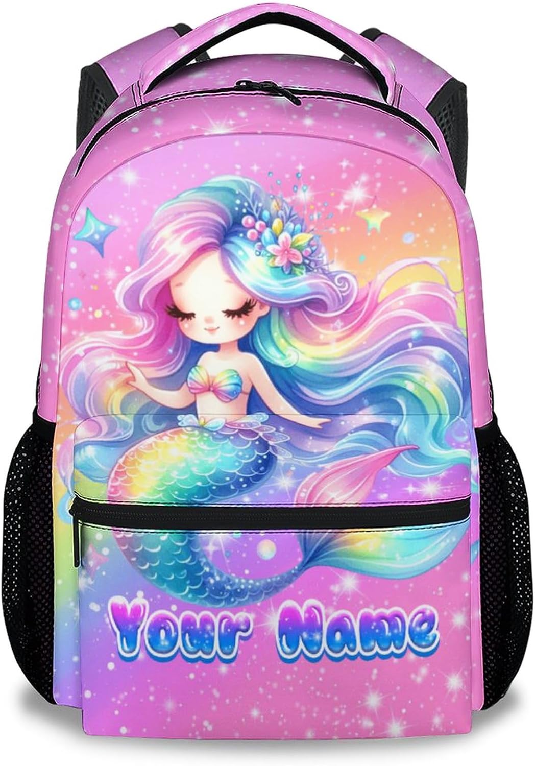 Girl Backpack, Personalized Mermaid Backpacks for Kids, 17" Toddler Bookbag for Preschool Kindergarte Elementary, Back to School Gifts Ideas