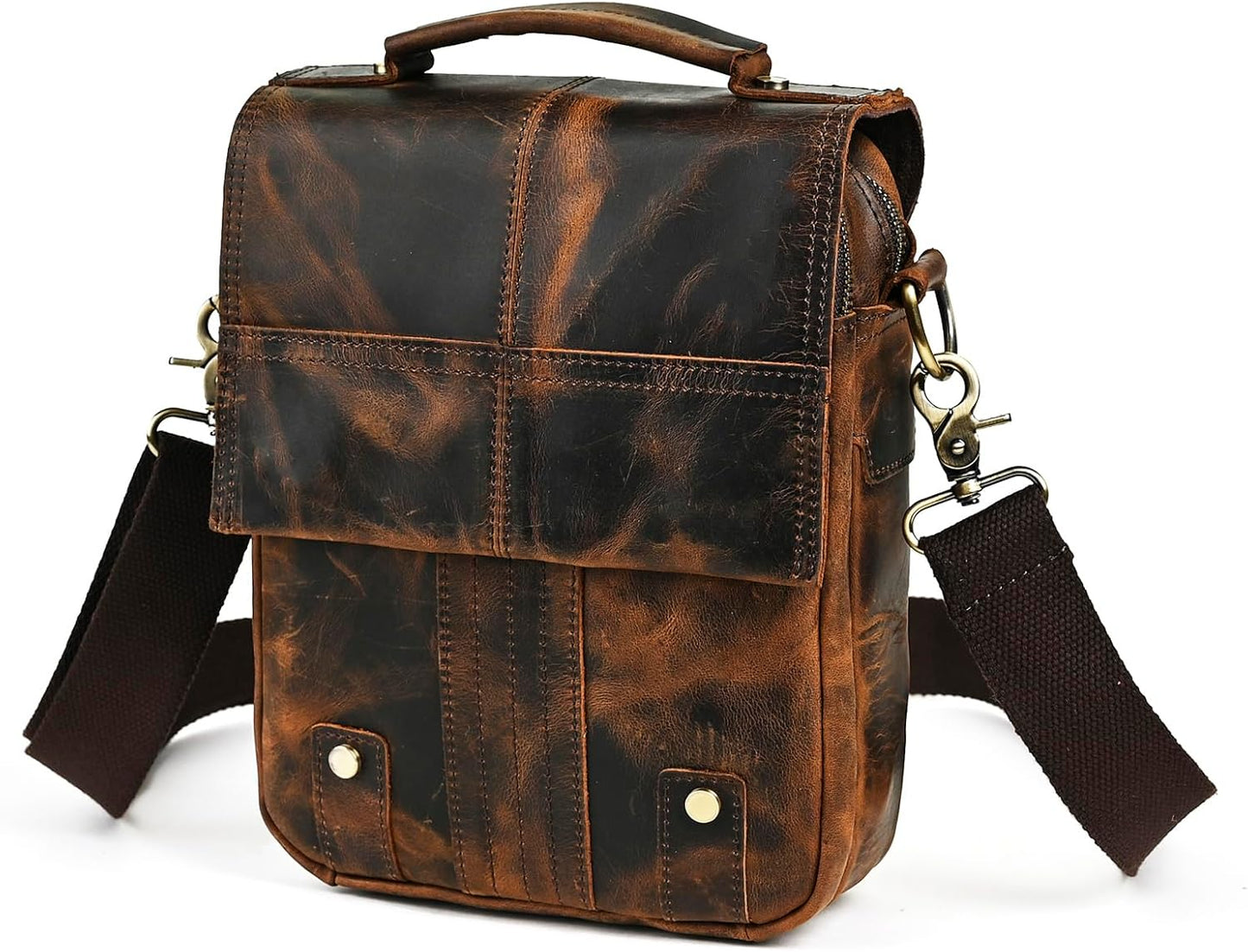 Canvas + Genuine Leather Travel A4 Tote Satchel Messenger Cross-body One Shoulder Bag For Men Male FB144