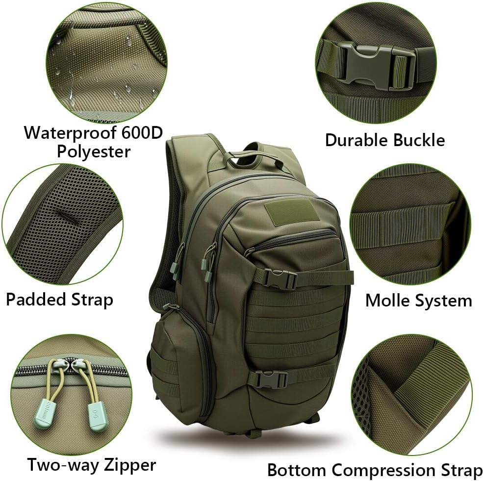 lyrlody Hiking Backpack,Camping Backpack, Hiking Daypack with Rain Cover with 2L Water Bladder
