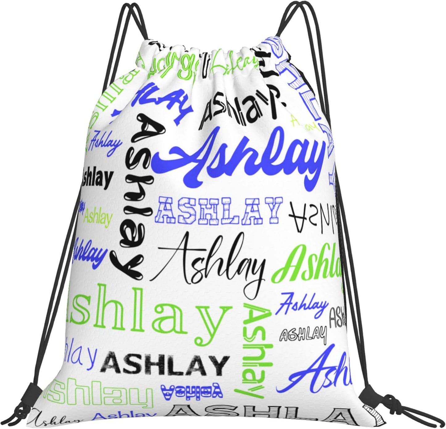 Personalized Drawstring Bag with Your Name Drawstring Backpack for Men Women Small Gym Beach Shopping Sport Yoga Bag (Custom Name-17)