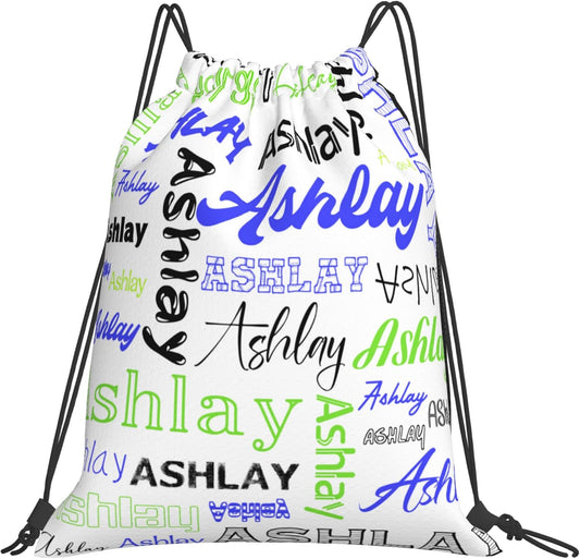 Personalized Drawstring Bag with Your Name Drawstring Backpack for Men Women Small Gym Beach Shopping Sport Yoga Bag (Custom Name-17)