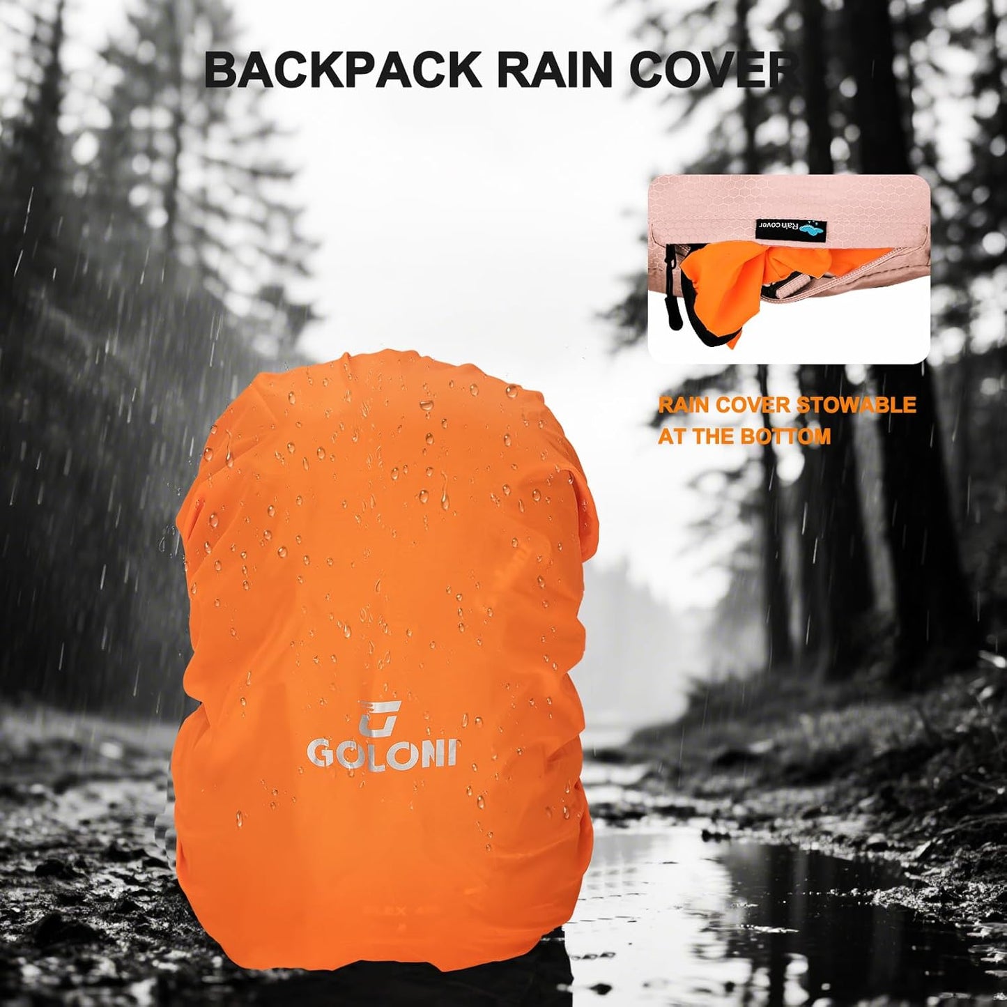 45L Hiking Backpack with Rain Cover, Lightweight Foldable Camping Backpack for Trekking
