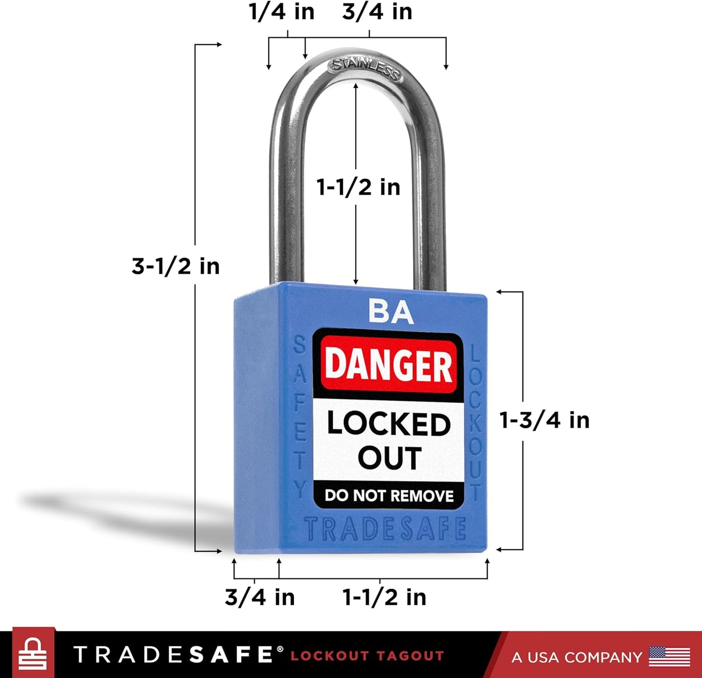 TRADESAFE Lockout Tagout Lock Sets, 10 Blue Keyed Alike Unlimited Grouping Safety Padlocks, 2 Keys Per Lock, OSHA Compliant Loto Locks, for Lock Out Tag Out Kits