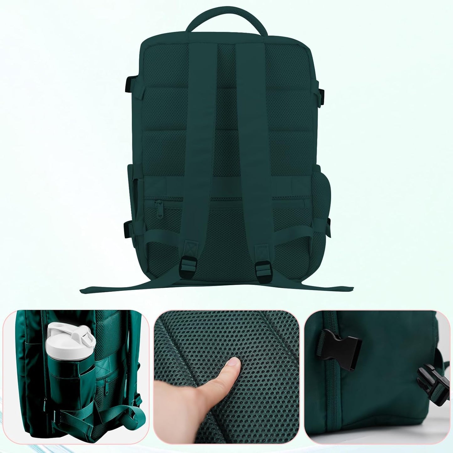 Travel Backpack for Women & Men, Waterproof Carry On Backpack Airline Approved Laptop Backpack Fits 15.6 Inch Laptop, Business Computer Bookbag for Work, College, Travel (Peacockblue, Medium)