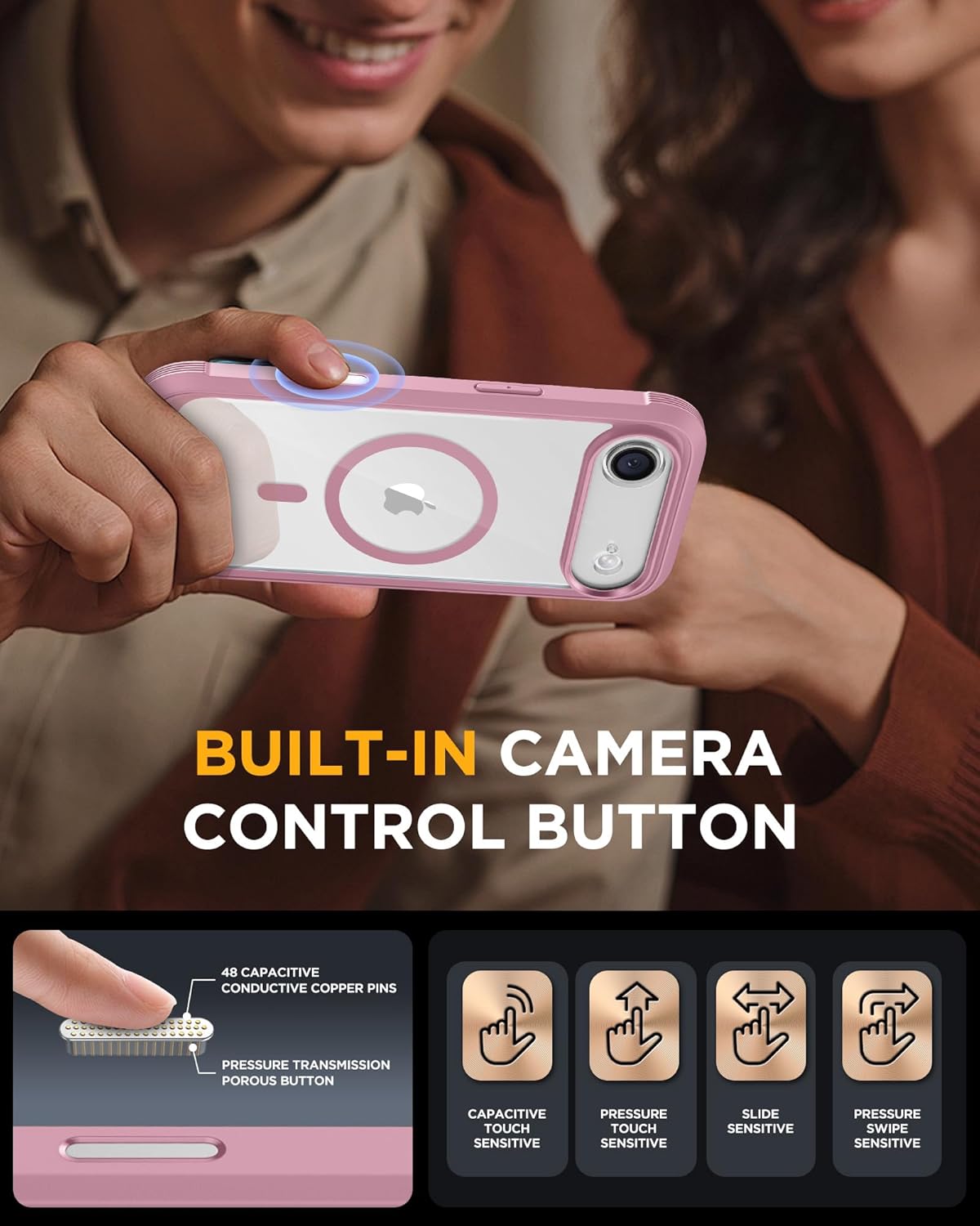 Miracase Magnetic for iPhone Air Case 6.5" [Compatible with MagSafe] Full-Body Phone Case with Built-in Glass Screen Protector & Camera Control,Drop Proof iPhone 17 Air Case Cover, Lilac