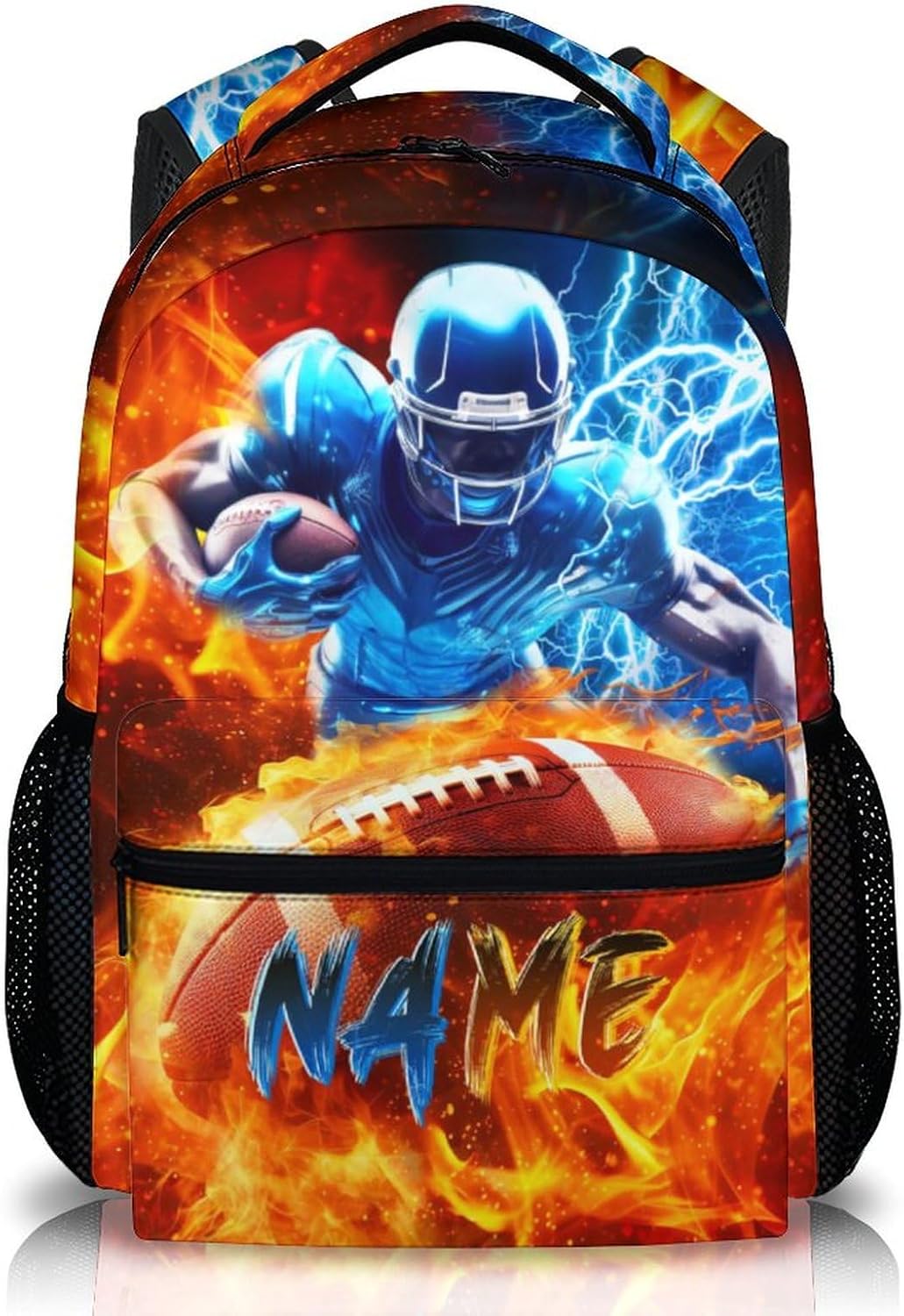 Boys Backpack, Football Backpacks with Custom Name for Kids Teens, 17 Inch Lightweight Sport School