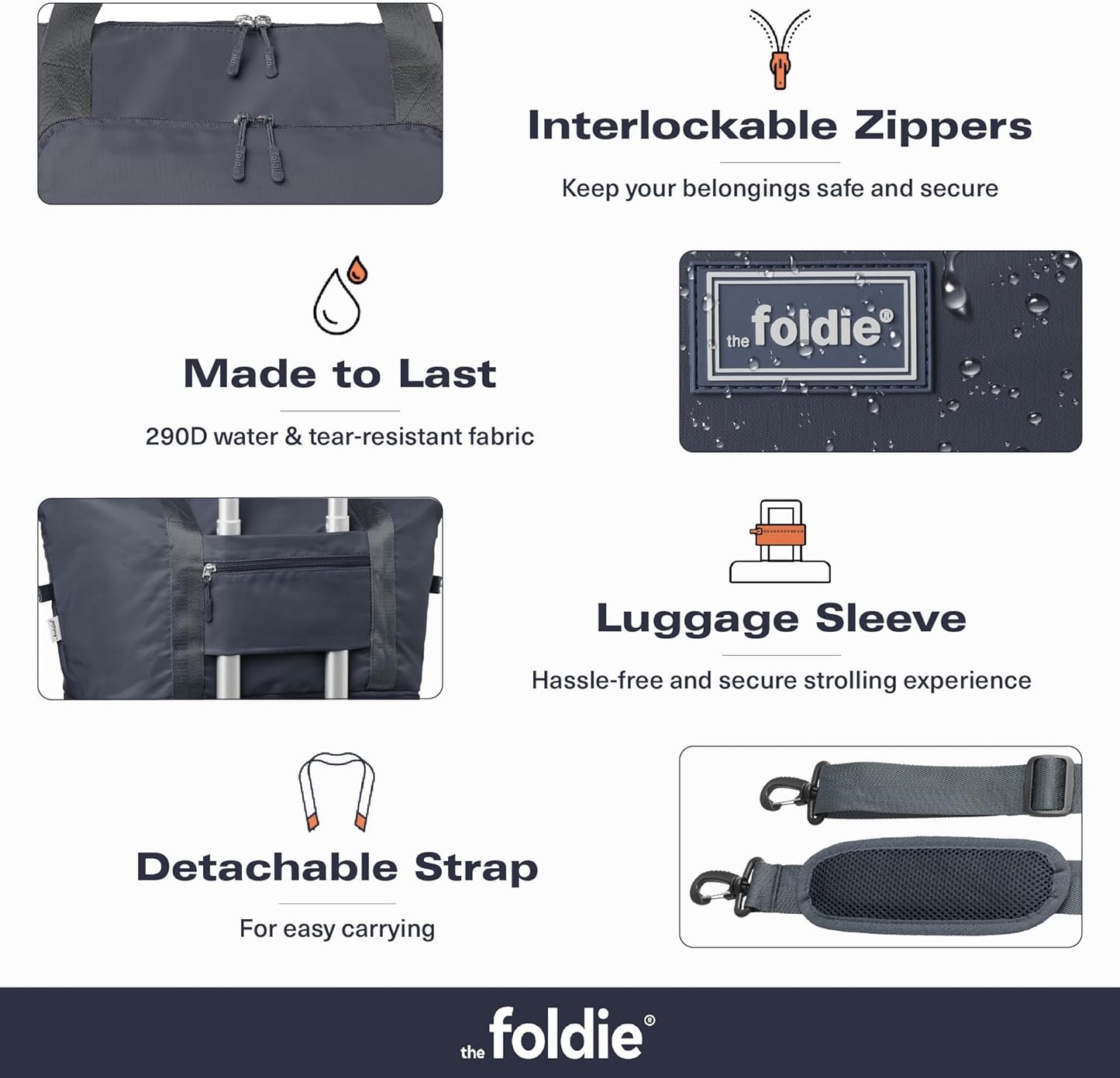 The Foldie Foldable Travel Bag for Women - 40L Weekender Bag with Multiple Pockets - Carry On Expendable Travel Bag
