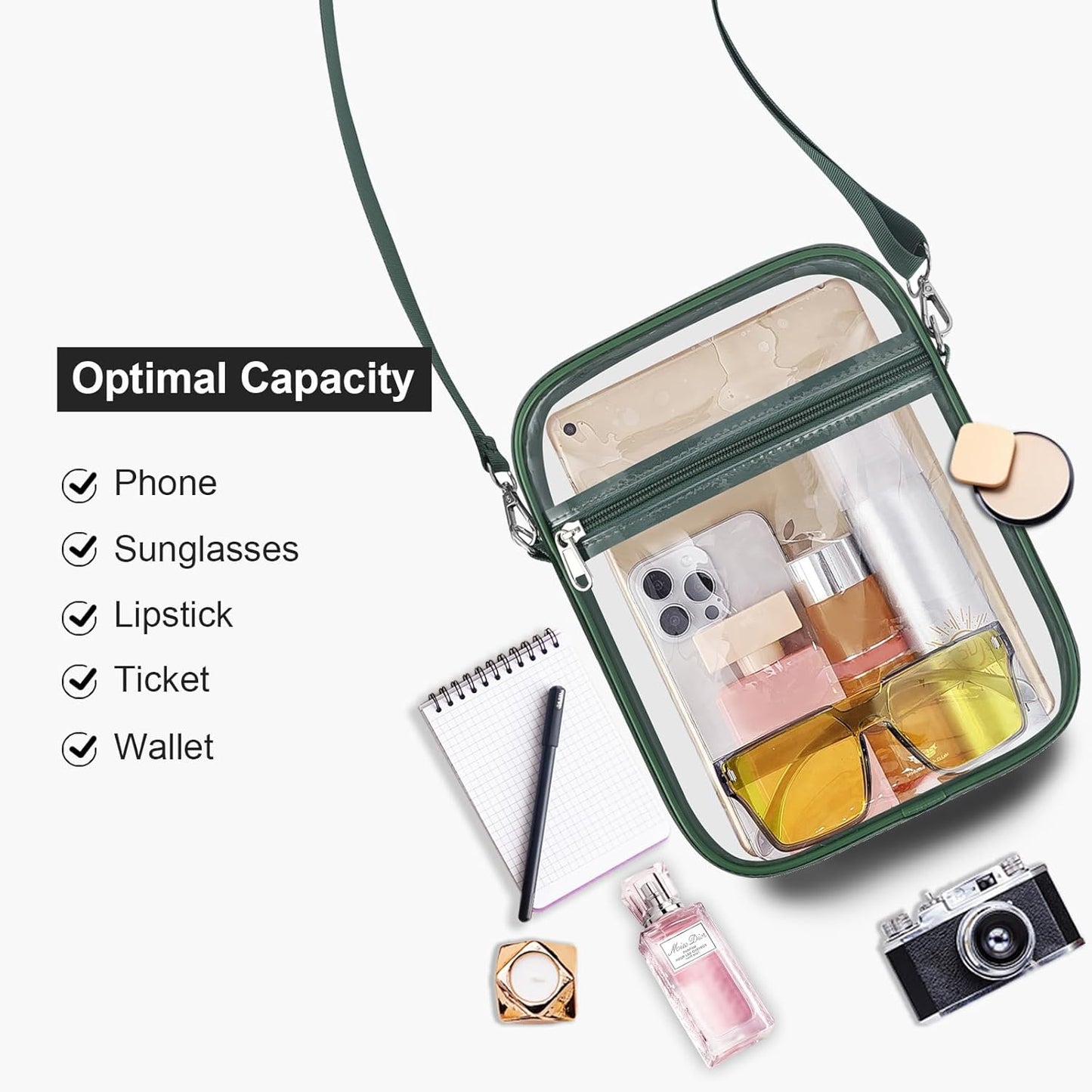 USPECLARE Clear Purse Stadium Transparent Messenger Bag Stadium Approved for Men and Women Clear CrossBody Bag