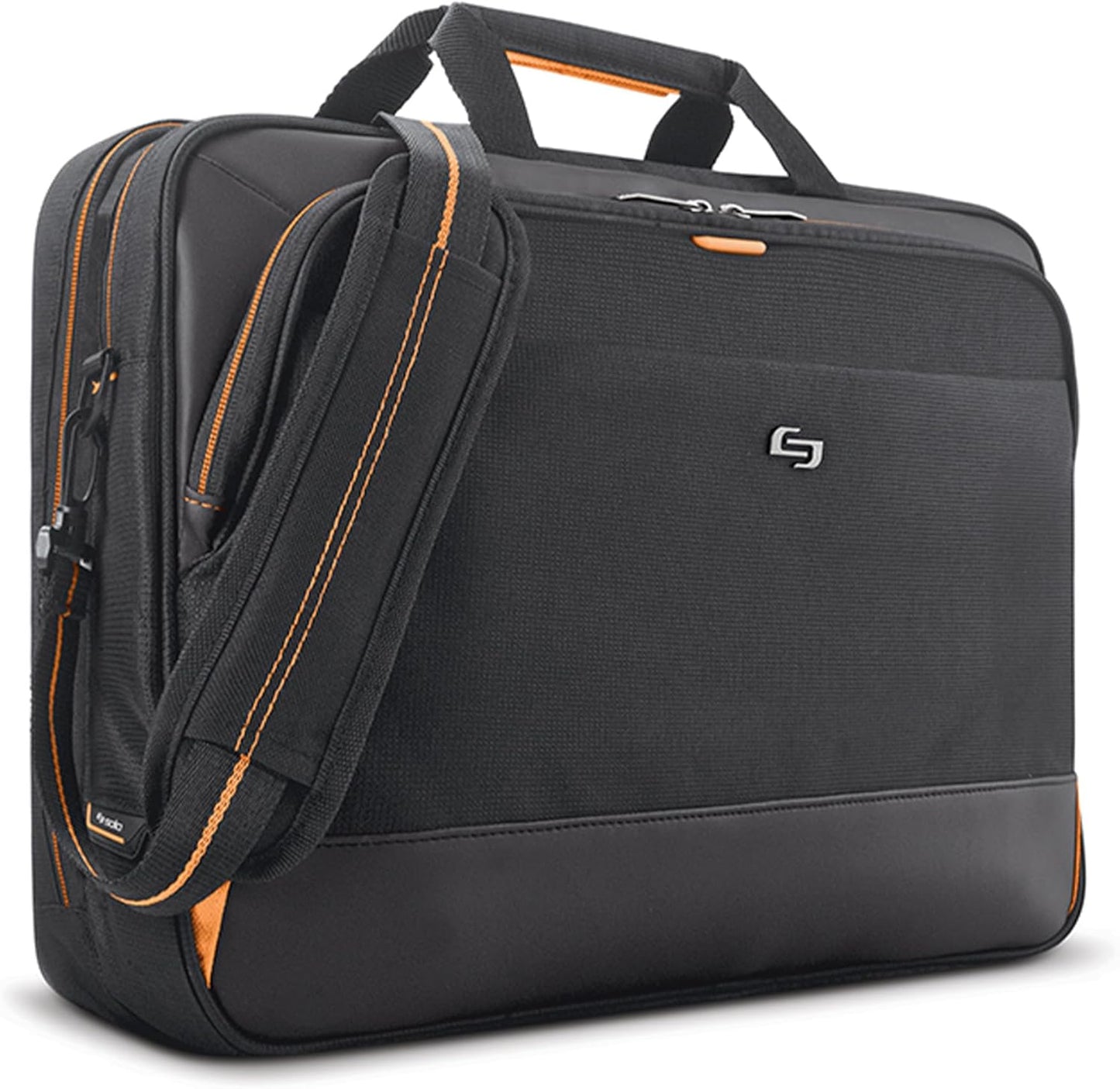 Solo New York Briefcase - Laptop Carrying Bag for Women & Men, Brief for Travel & Work, Internal Tablet Pocket, Adjustable Shoulder Strap, Fits 17.3" Computer - Focus, Black