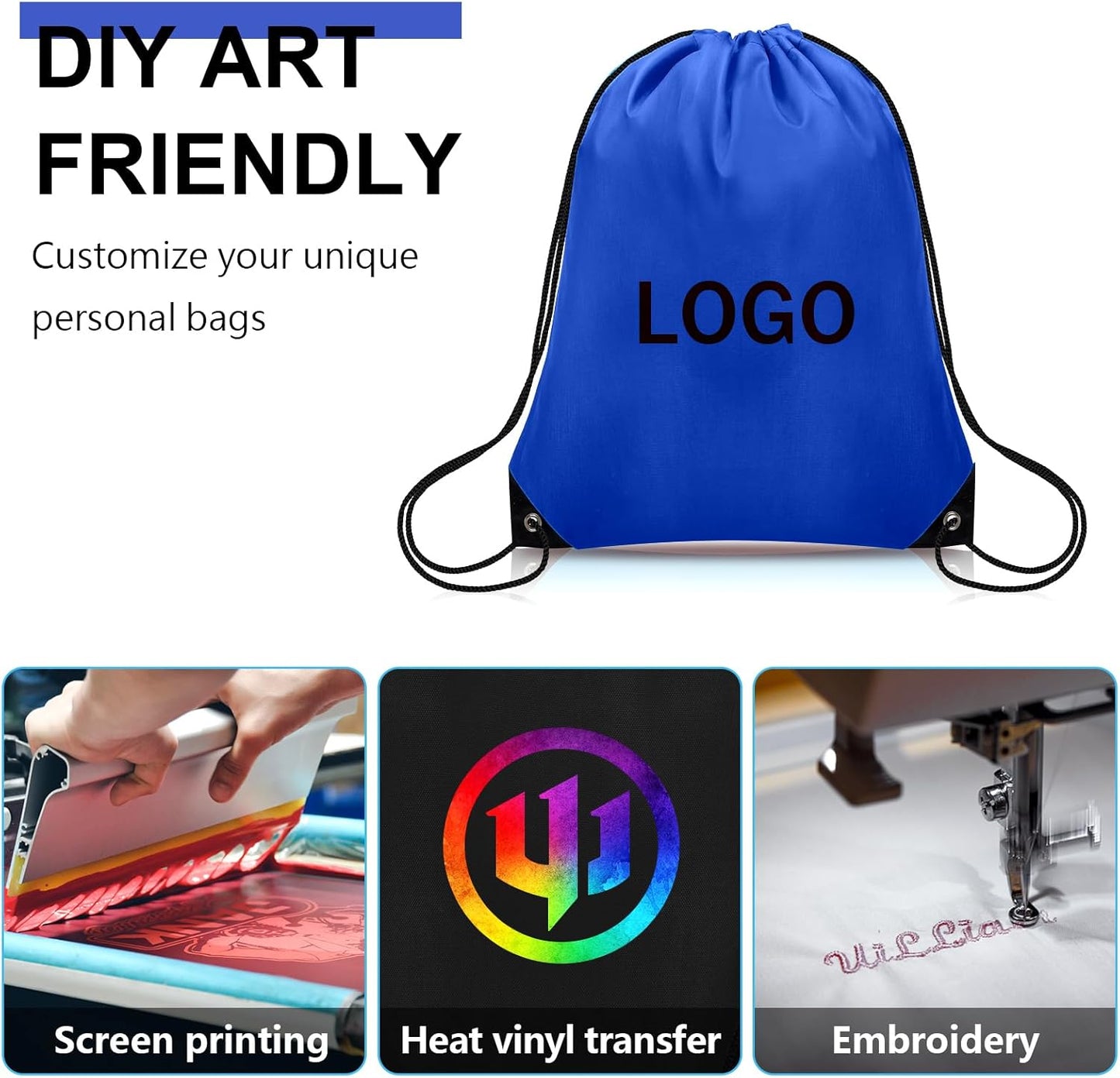 50Pcs Drawstring Backpack Bulk Cinch Bag, Drawstring Bags Polyester for Gym Sports Beach Party Trip(Navy Blue)