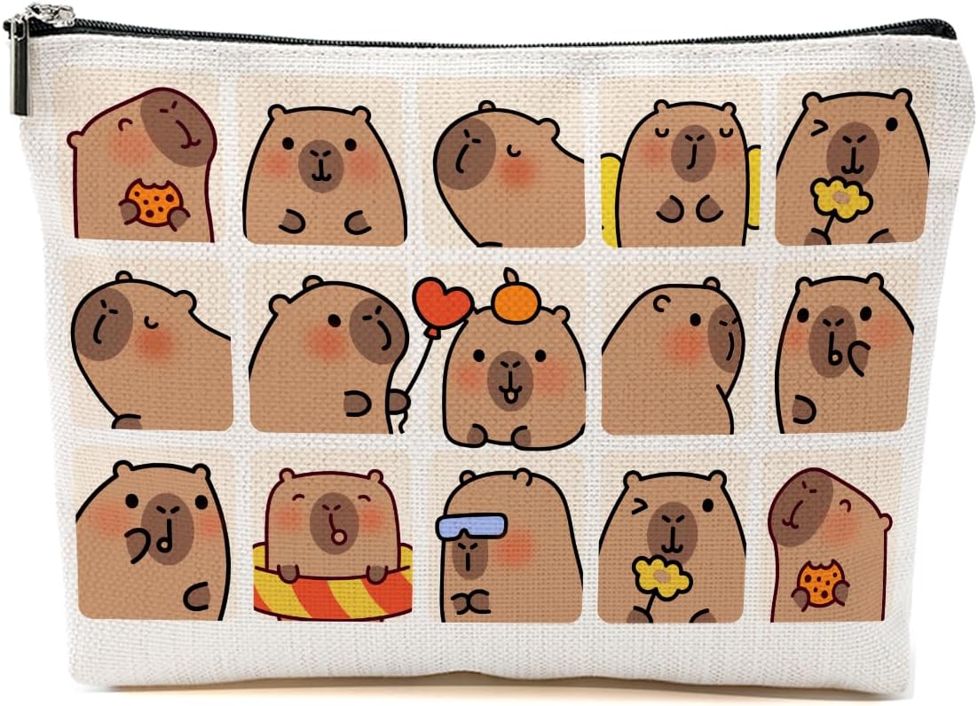 Cute Capybara Makeup Bag, Capybara Gifts for Women, Capybara Lovers Cosmetic Bag Travel Organizer Bags Makeup Pouch, Capybara Stuff Animal Lovers Gifts for Girls Nurse Christmas birthday Gifts