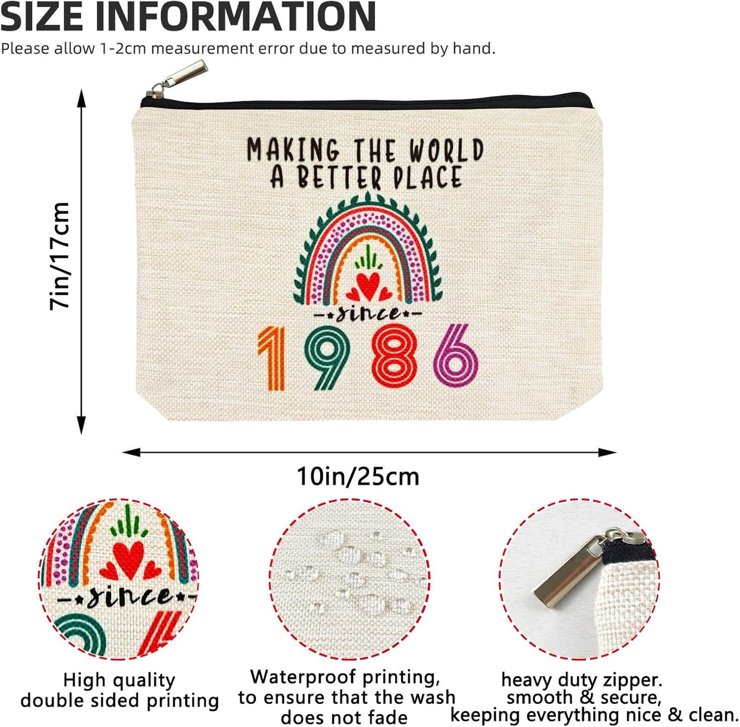 39th Birthday Gifts Women Makeup Bag, Happy 39th Birthday Decorations Woman, Best 39 Year Old Gifts Ideas for Her, Mom, Wife, Sister, Mothers Day, 1986 Anniversary Party Favors, Christmas