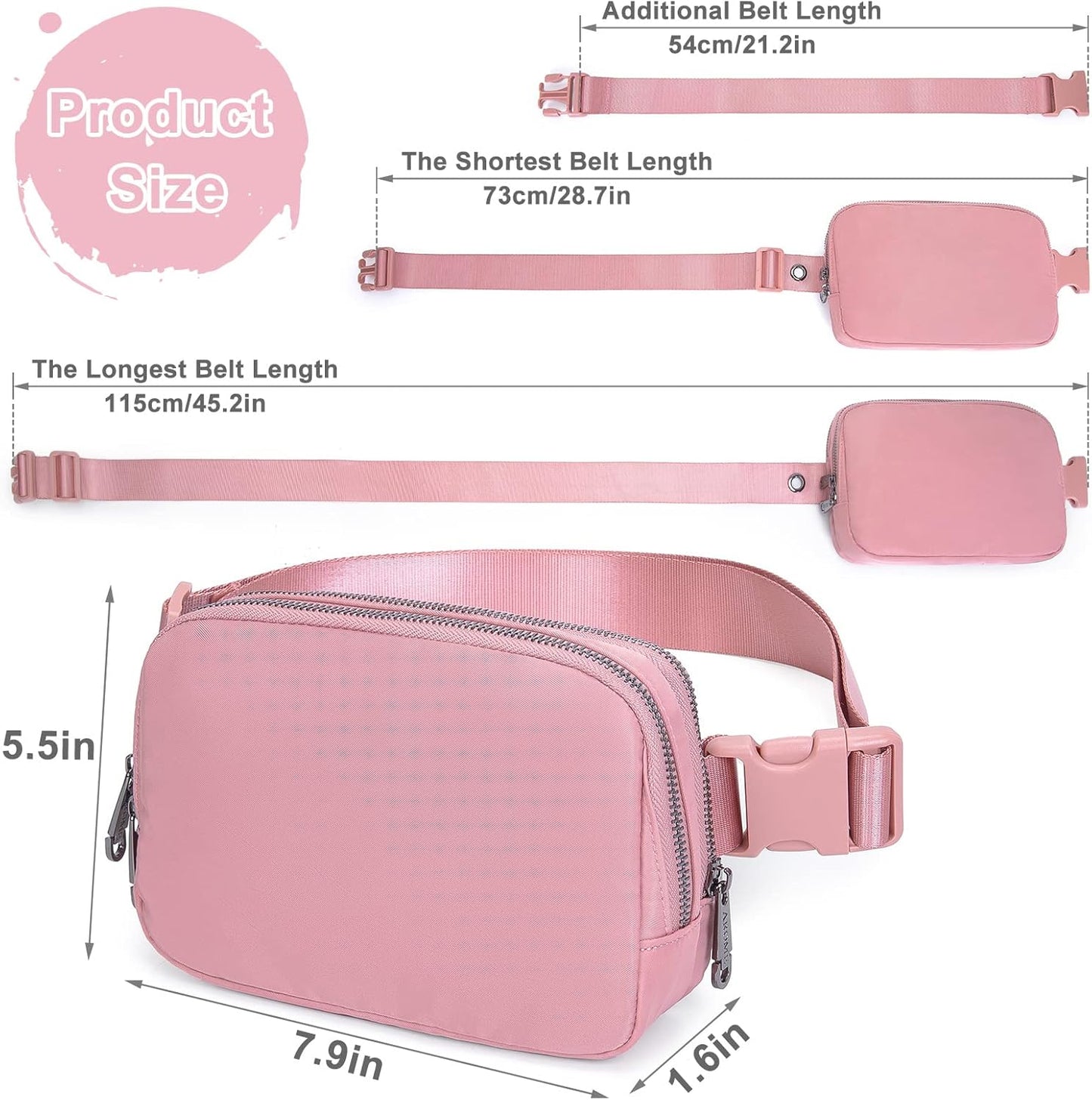 AROME Mini Belt Bag for Women, Fashion Waist Packs Fanny Pack Crossbody Bags with Strap Extender for Women Men, Waterproof Waist Bag Hip Bum Bag for Casual Travel Running Hiking Outdoor Sports