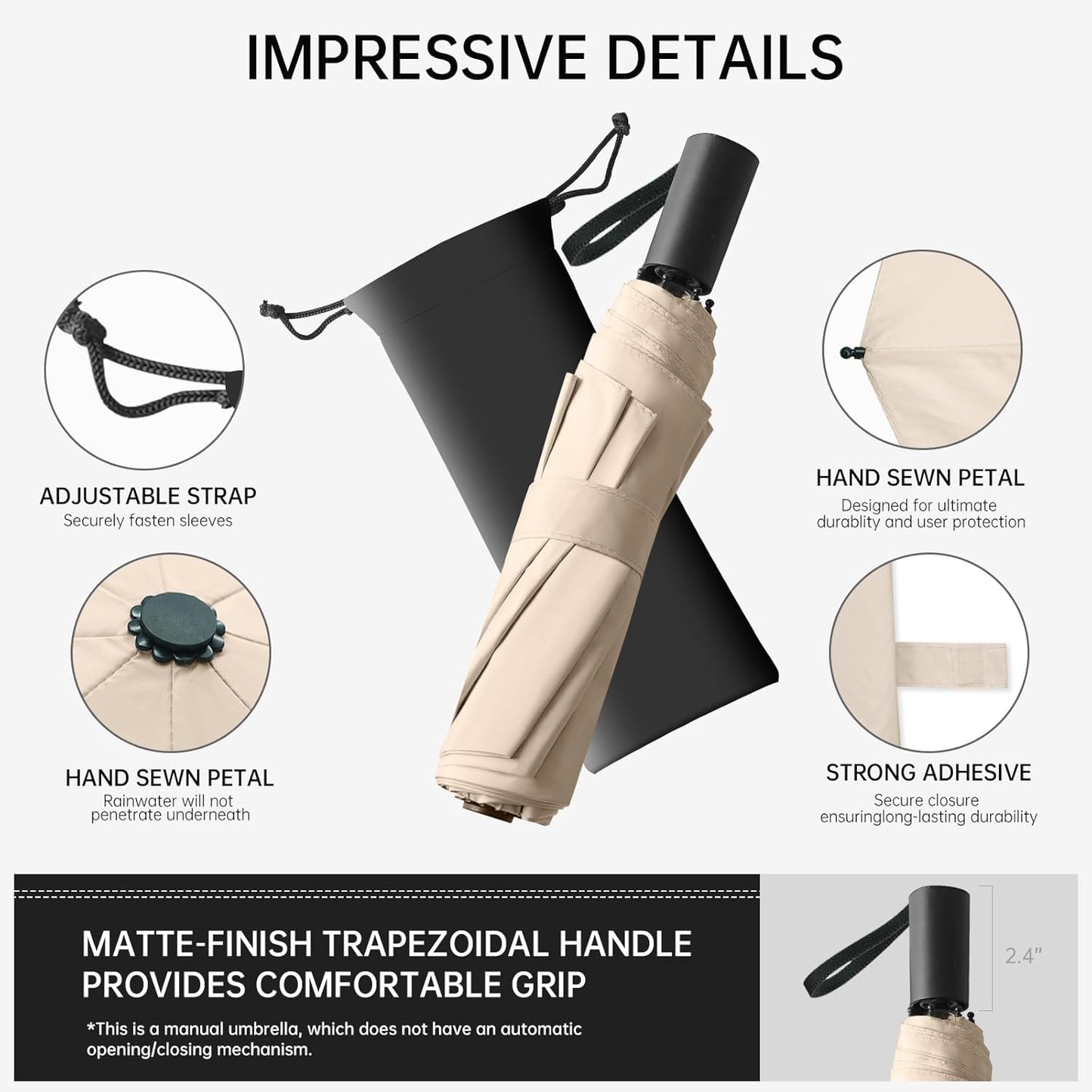 Compact Travel Umbrella, Small Pocket Mini Umbrella for Purse Wallet, UV Sun Rain Umbrellas for Backpack, Portable Folding Umbrellas for Women Kids