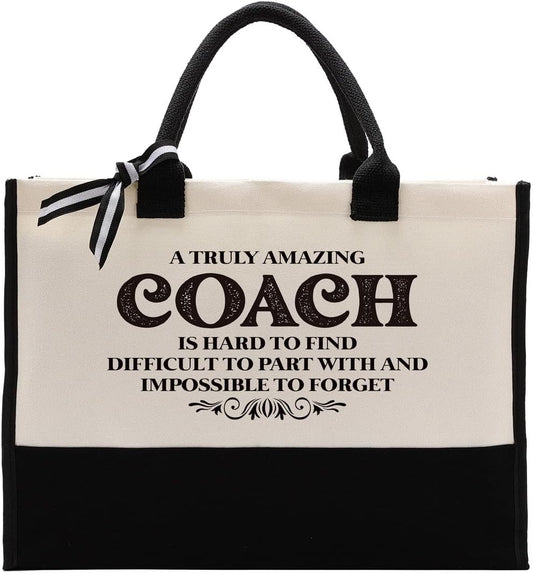 Cotton Canvas Tote Bag for Women, Canvas Tote Bag for Gifting, Totes Bags Gift for Women, Farewell Gift for Coach, Thank You Gifts, A Truly Amazing Coach is Hard To Find