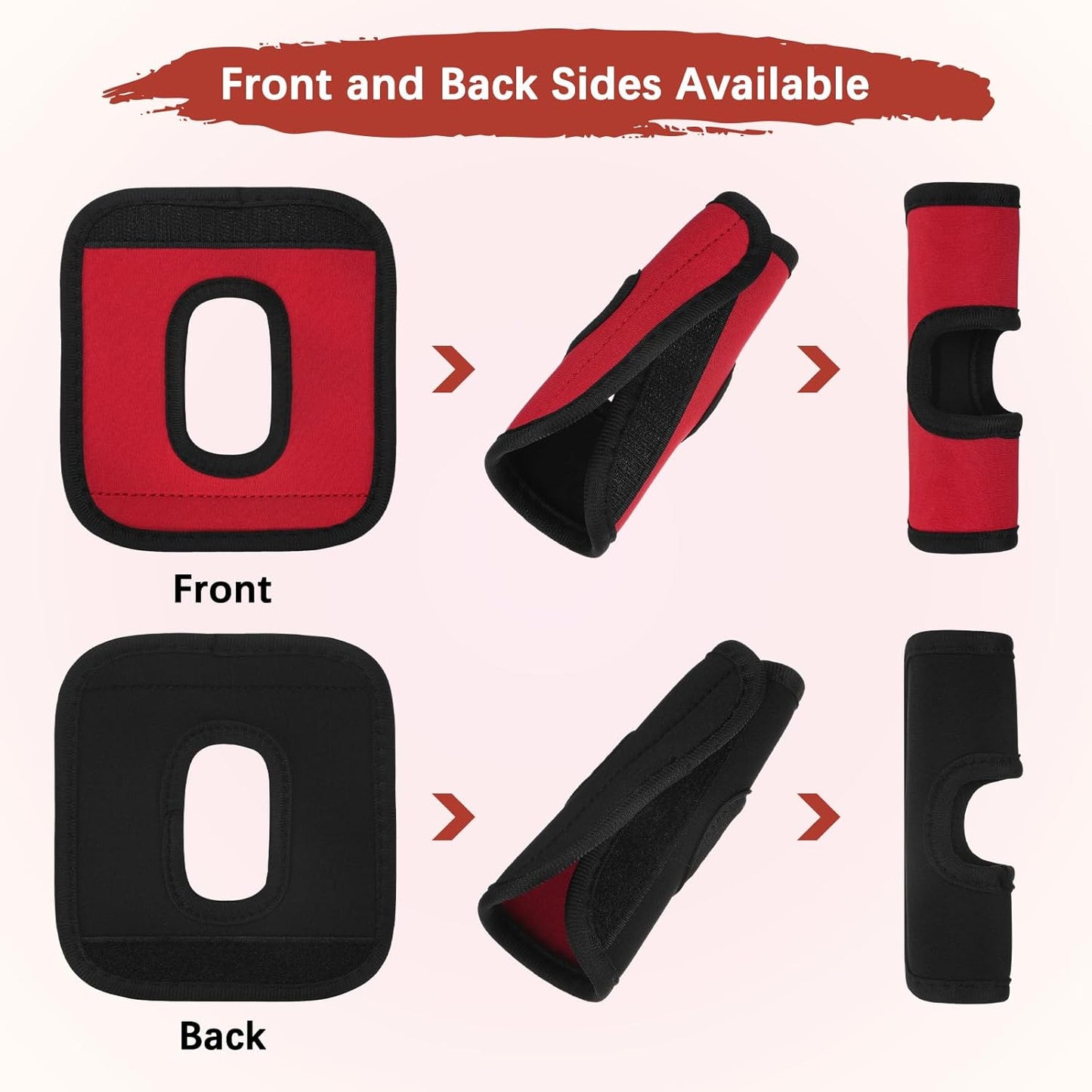 Luggage Handle Wrap [5PCS] - Neoprene Luggage Identifiers Hollow Design Use for Push-Button Suitcase & Trolley Case - [Red-6IN/15CM] Comfort Grip Handle Cover