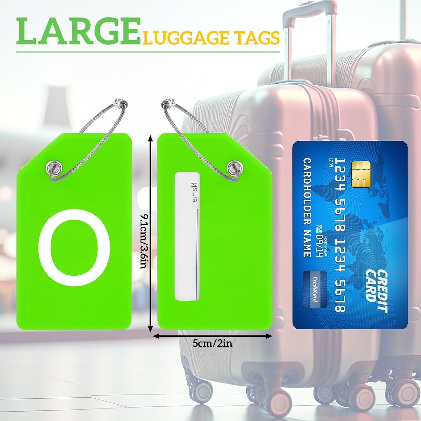 8 Pcs Initial Letter A-Z Luggage Tags Silicone Suitcase Instrument Tag with Name Card and Stainless