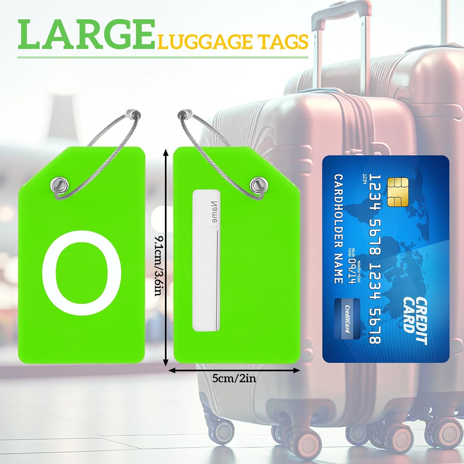 8 Pcs Initial Letter A-Z Luggage Tags Silicone Suitcase Instrument Tag with Name Card and Stainless