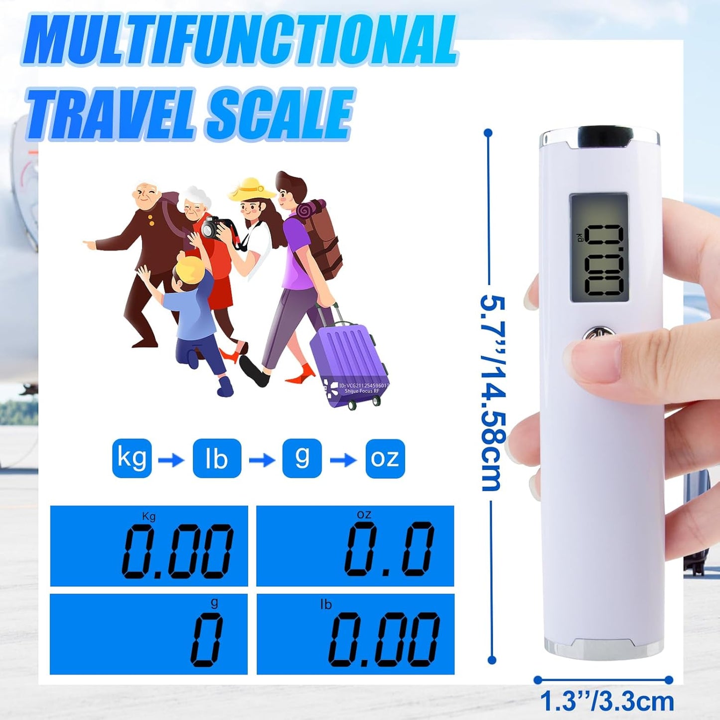 Digital Luggage Scale for Travel Handheld Weight Scale for Luggage with Tare Function 110lbs Travel Luggage Weight Portable Suitcase Weighing Scale Back-lit LCD Display Gifts for Travelers (Hook)