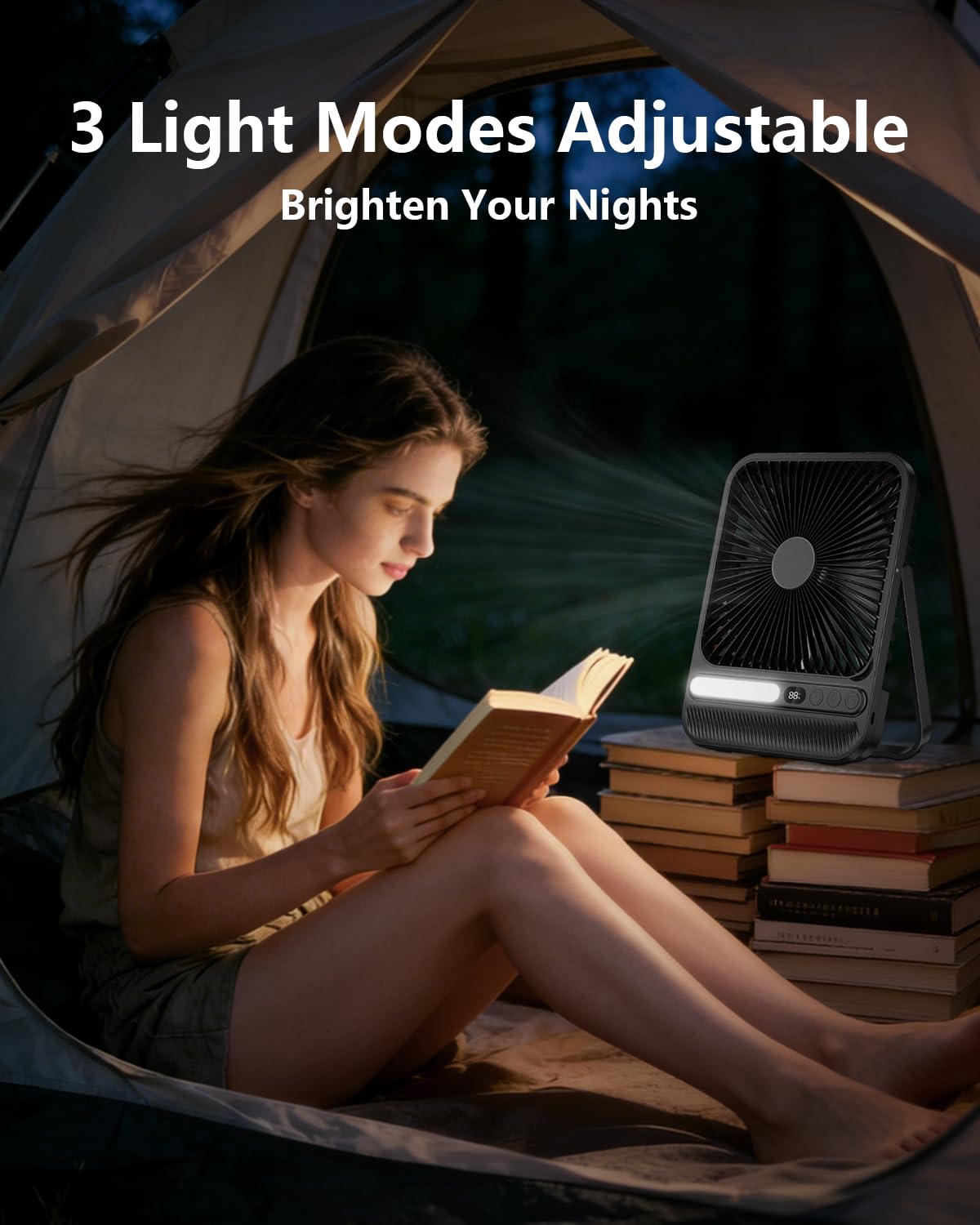 BIVBTP 8000mAh Portable Travel Fan,7in 28hrs Ultra-Thin Desk Fan