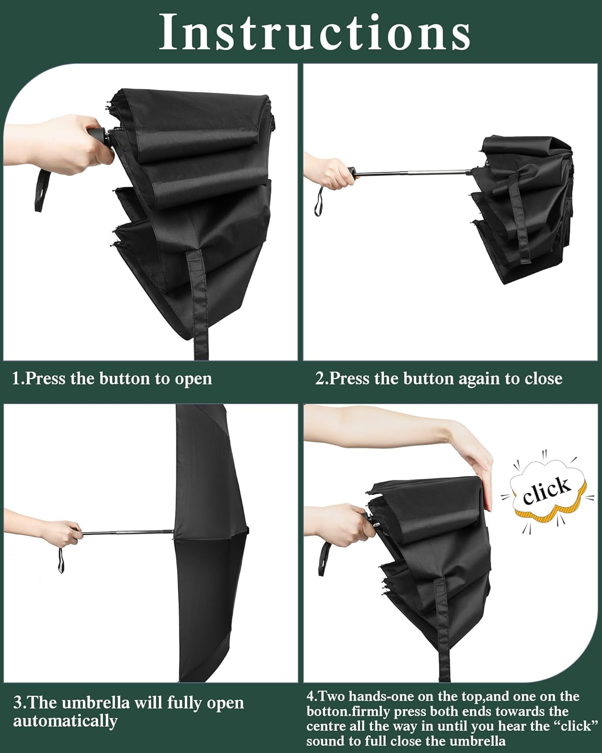 Wesiti 10 Pack Rain Umbrellas Bulk Automatic Open Close Collapsible Umbrella for Men Women