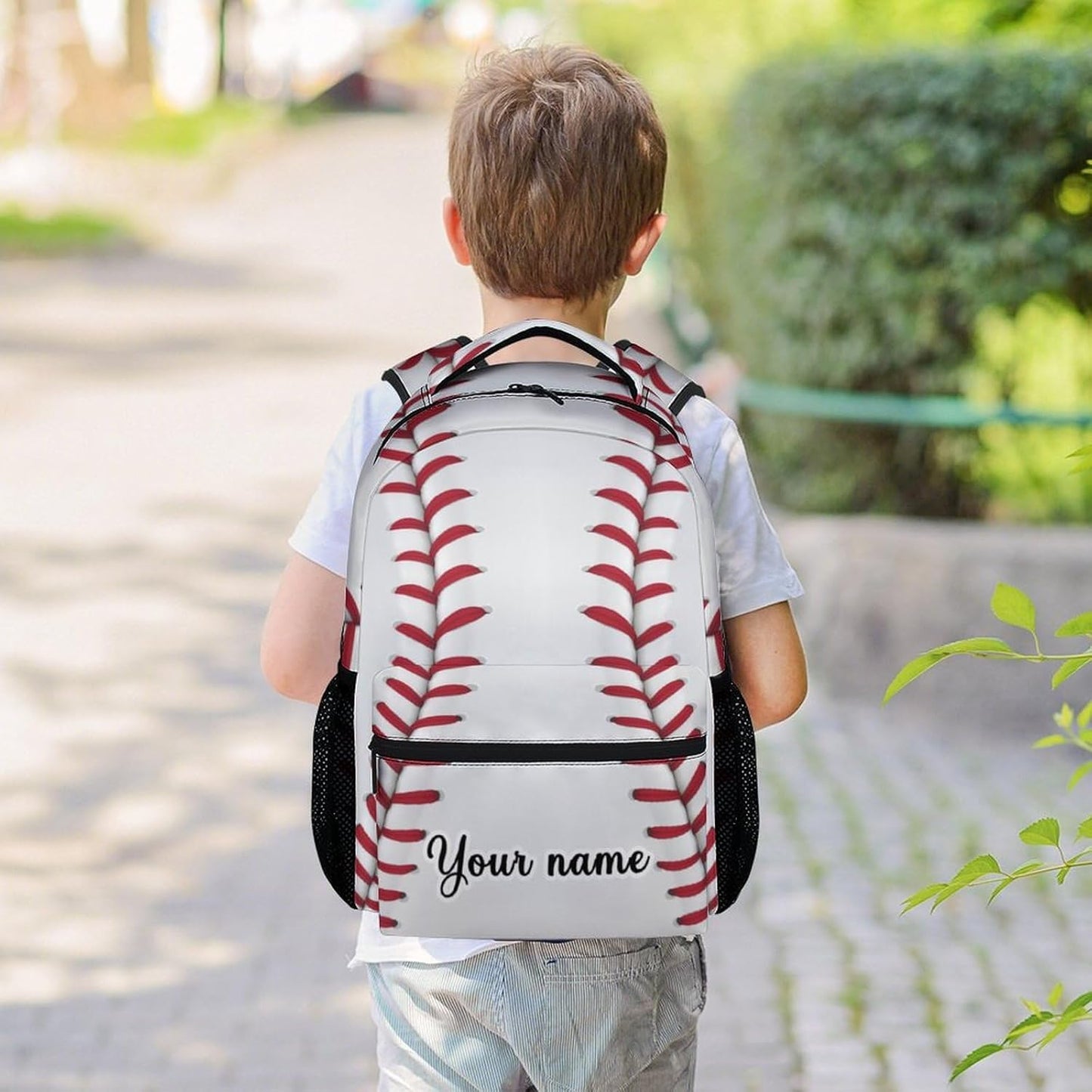 Personalized Baseball Backpack for Boys, 16 Inch Sports Theme Backpack for School, Adjustable Straps, Durable, Lightweight Bookbag for Kids