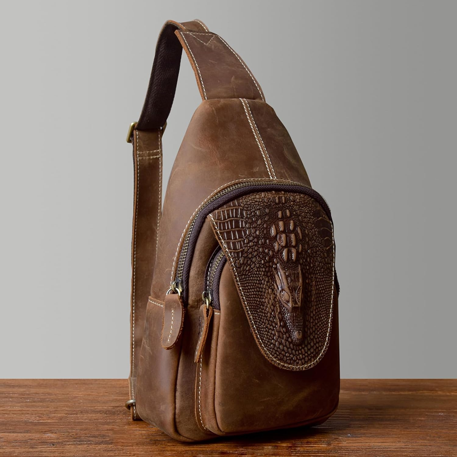 Genuine Leather Sling Bag for Men Women Backpack Chest Shoulder Satchel Crossbody Bags Casual