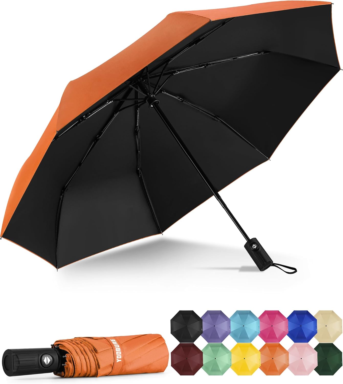 Yoobure Windproof Travel Umbrella - Automatic Umbrellas for Rain, Compact Folding Umbrella with UV Protection, Lightweight Portable Design for Backpack/Walking/Car, Sun & Storm Ready