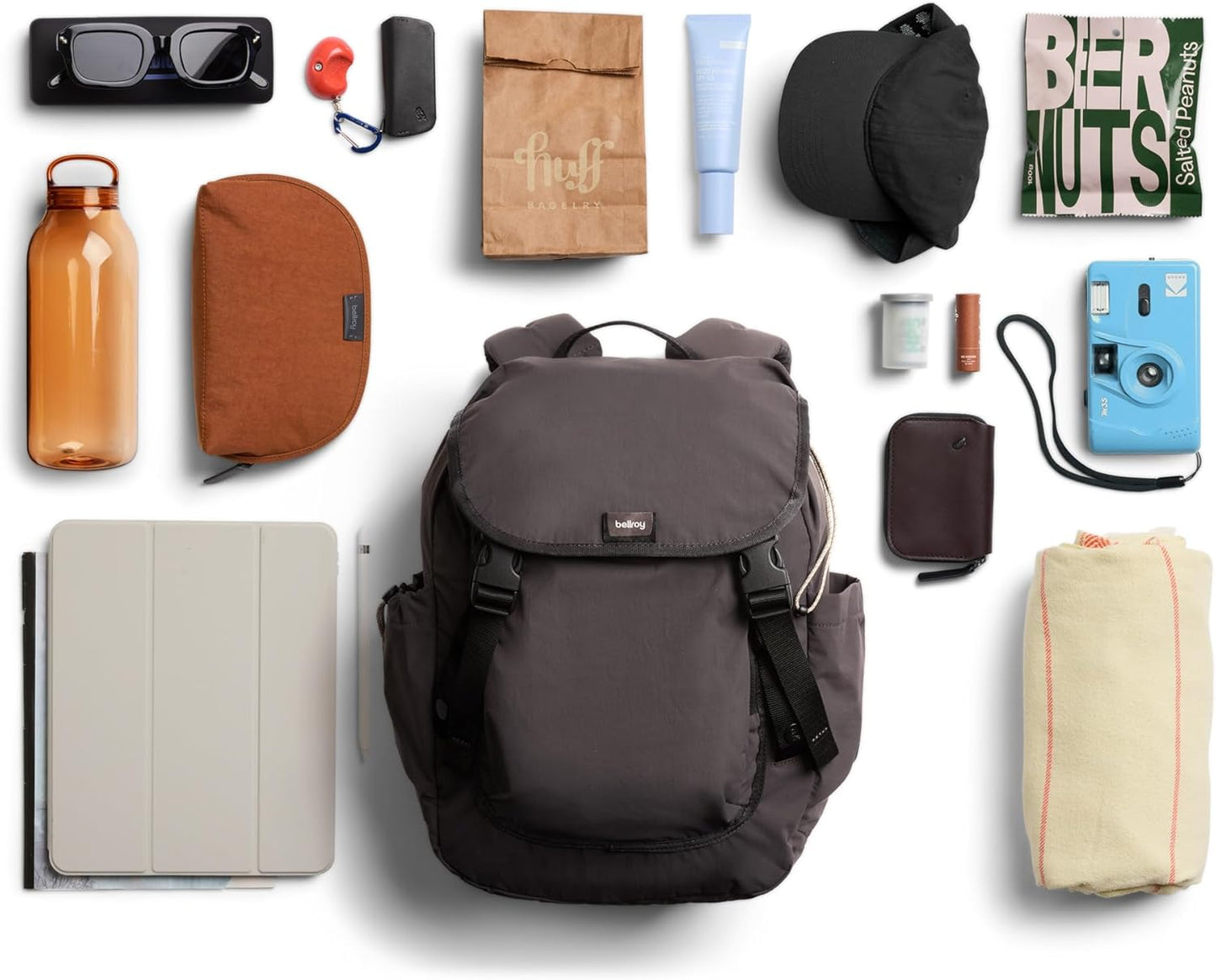 Bellroy Cinch Backpack (lightweight 20 liter backpack with external organization and adjustable shoulder straps) - Charcoal