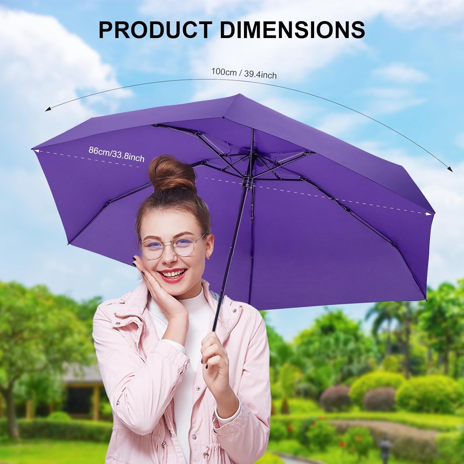 LEAGERA Compact Travel Umbrella with Case - Mini Umbrella for Purse, Small Lightweight &Tiny Design