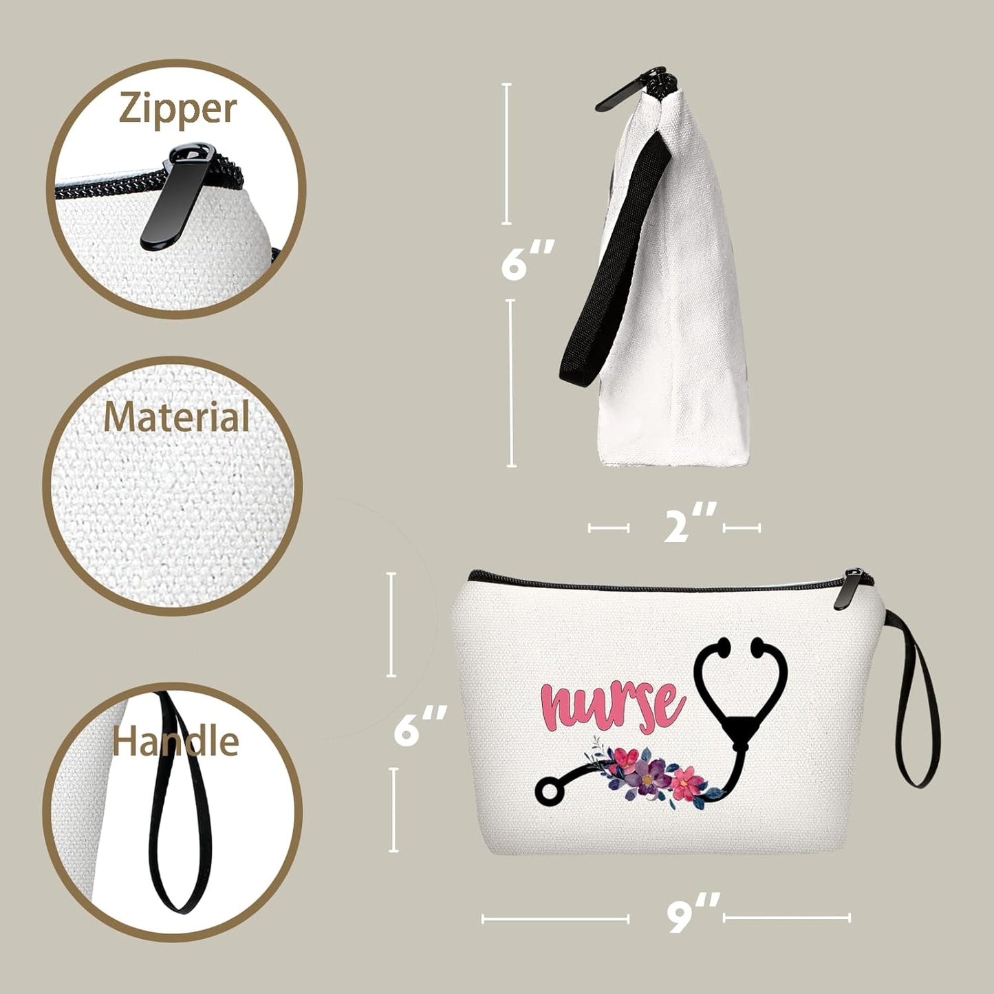 SEAMOON Nurse Zipper Makeup Cosmetic Bag Nursing Rn Graduation Funny Appreciation Gifts Bulk New Future Registered Nurse Accessories for Work