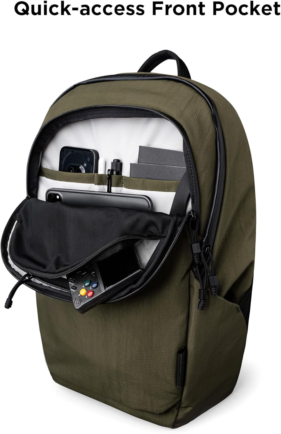 ALPAKA Bravo Backpack 23L - Laptop Backpack Fits 16 Inch Computers, Water Bottle Holders, Fleece Lined Protection, Business Commuter Bag, Weatherproof Green Axoflux Material