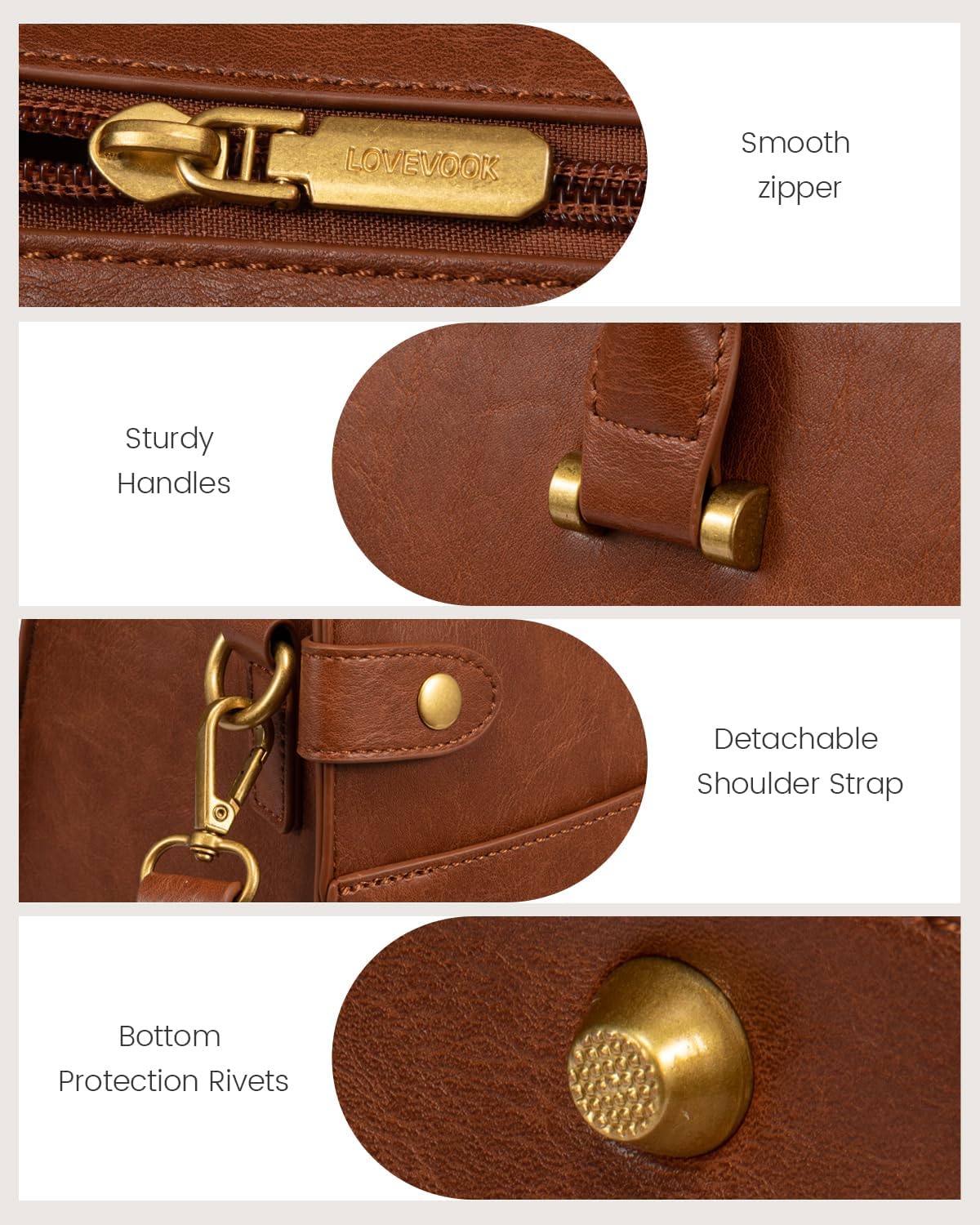 LOVEVOOK 17 Inch Laptop Tote Bag For Women Teacher Work Bag, Leather Computer Bags For Laptops For Women, Vintage Waterproof Laptop Bag Business Briefcase Office Large Shoulder Handbag Purse, Brown