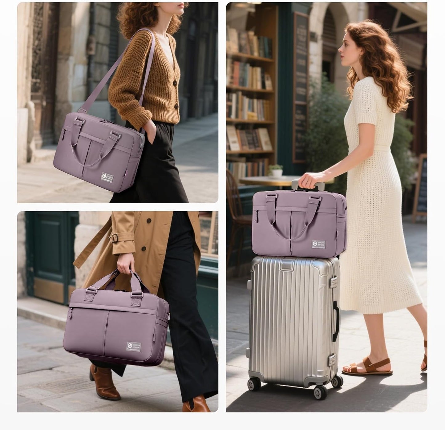 40x30x15cm Personal Item Travel Bag Expandable 40x30x25cm Gym Bag Lightweight Duffle Bag Mens Weekender Bags for Women with Wet Pocket for Overnight Hospital Carry on Bags for Airplanes Purple