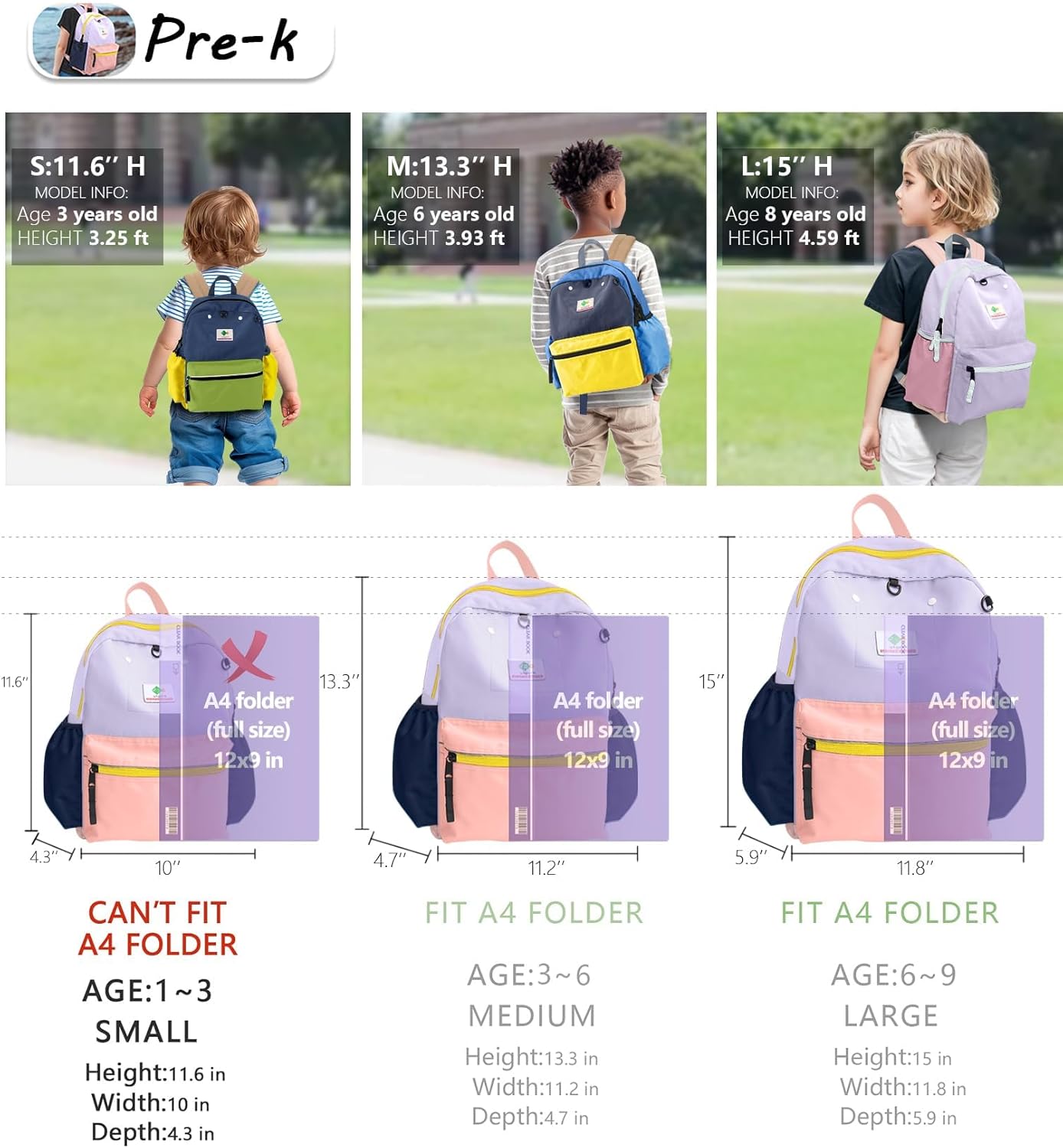 Preschool Toddler Backpack For Boys Girls, School Mini & Travel, Small Kids Child Backpacks, Kindergarten Elementary bag, 11.6" H
