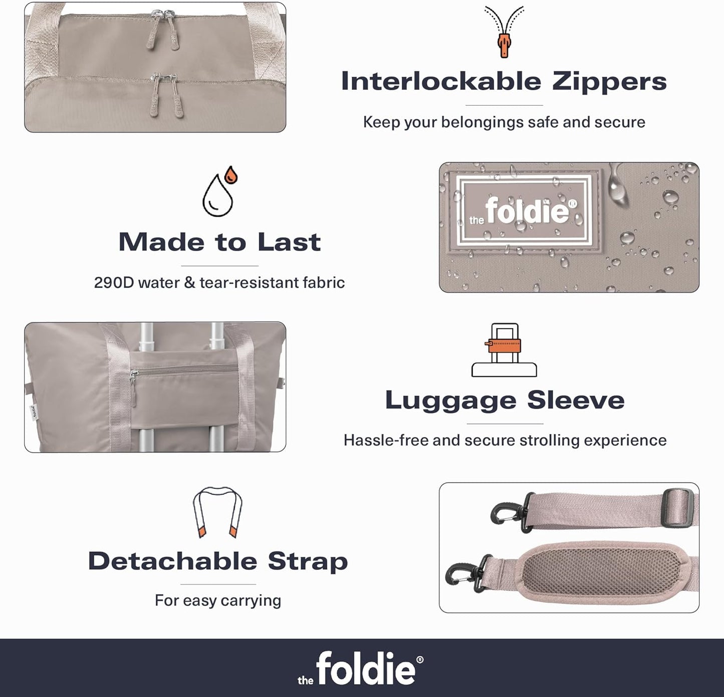 The Foldie Foldable Travel Bag for Women - 40L Weekender Bag with Multiple Pockets - Carry On Expendable Travel Bag