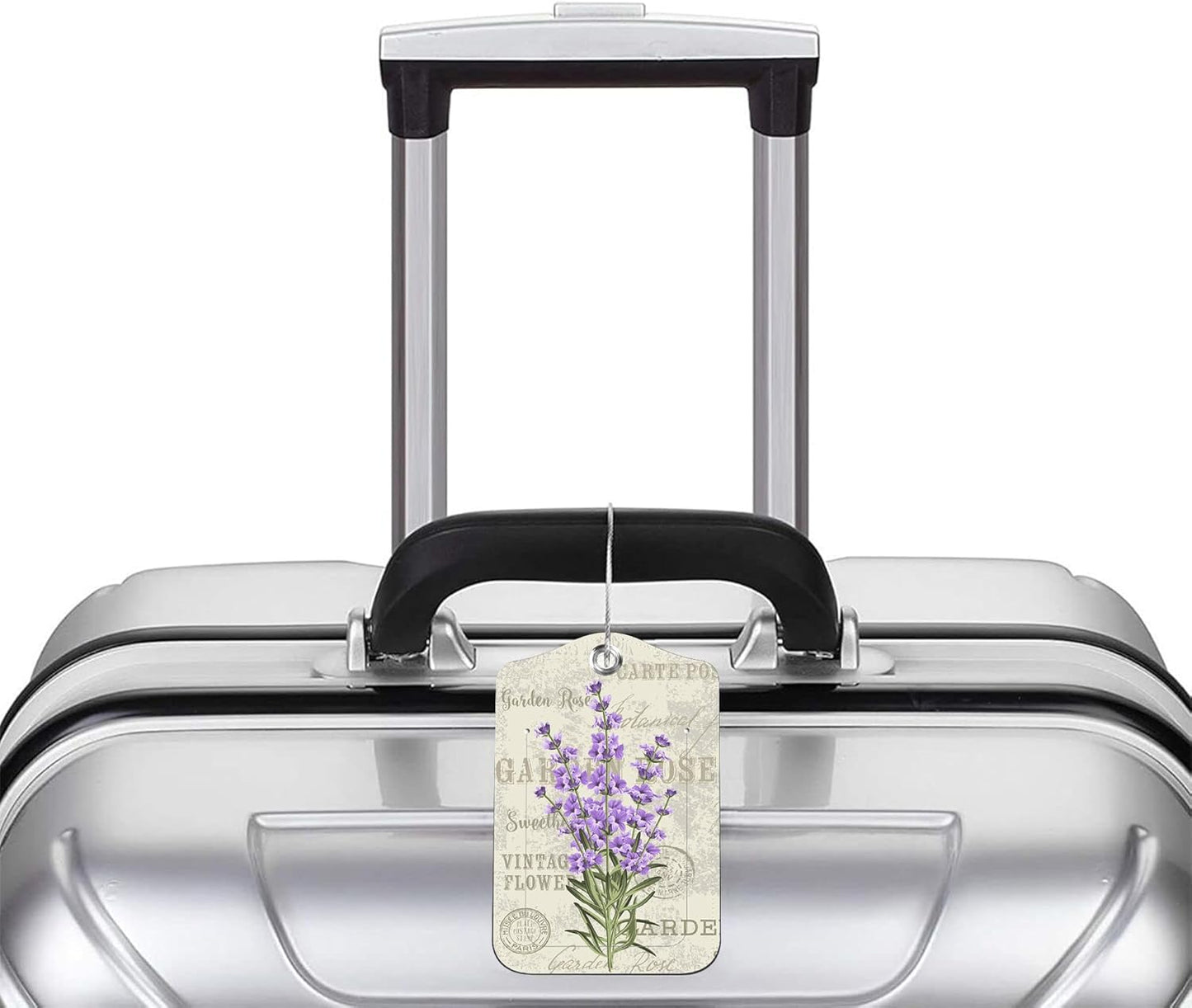 2 Pack PU Leather Luggage Tag for Suitcase Purple Lavender Suitcase Tags with Privacy Name ID Label and Stainless Steel Loop for Travel Bag