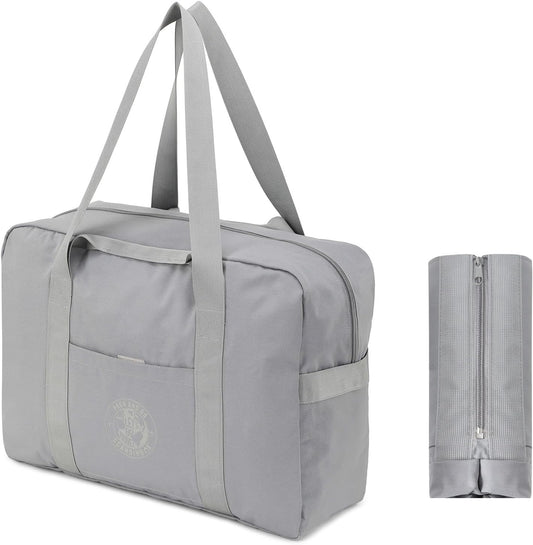 Weekender Bags for Women, Travel Duffel Bags, Water Resistant Personal Item/Carry Bag, Carry on Overnight Bag, Foldable Gym Bag for Travelling, Sports (Gray)