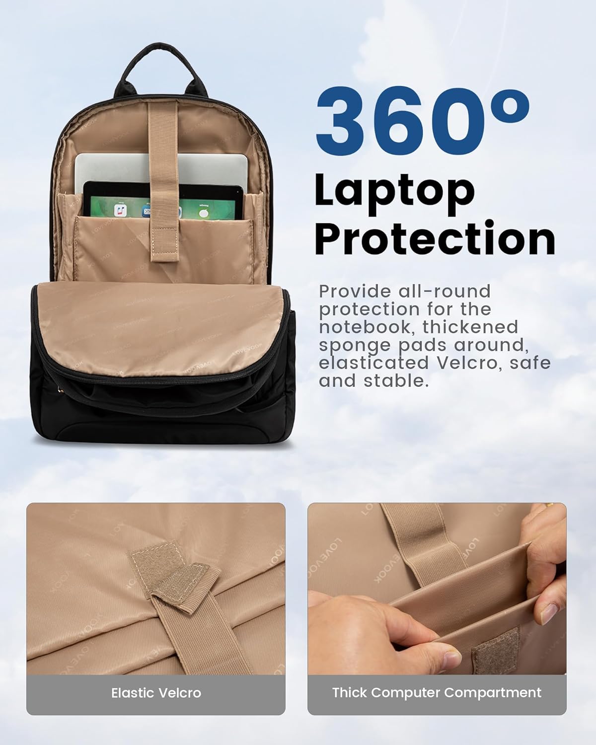 LOVEVOOK Laptop Backpack for Women, 18 Inch Business Backpack Purse, Large Capacity Casual Daypack, 17.3 Inch Work Computer Backpack, Travel Backpack for College