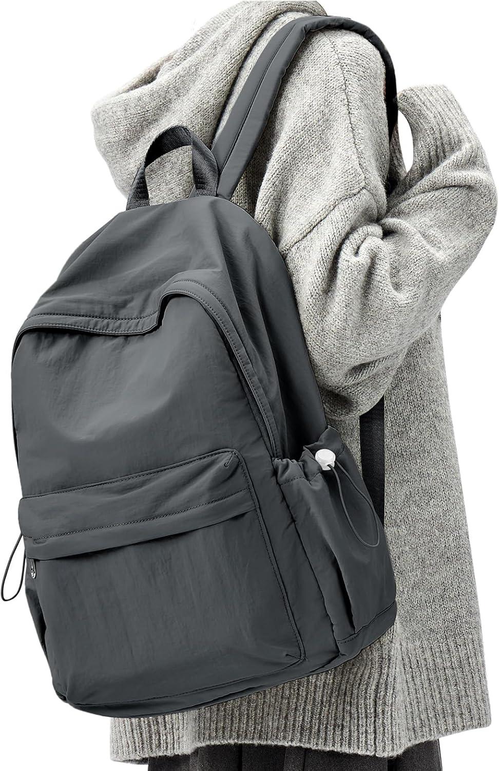 Simple School Backpack For Women Men Aesthetic Medium Backpack Lightweight Casual Daypack College Backpacks Cute Bookbag for Teens Girls Boys Basic Bagpack（Grey）