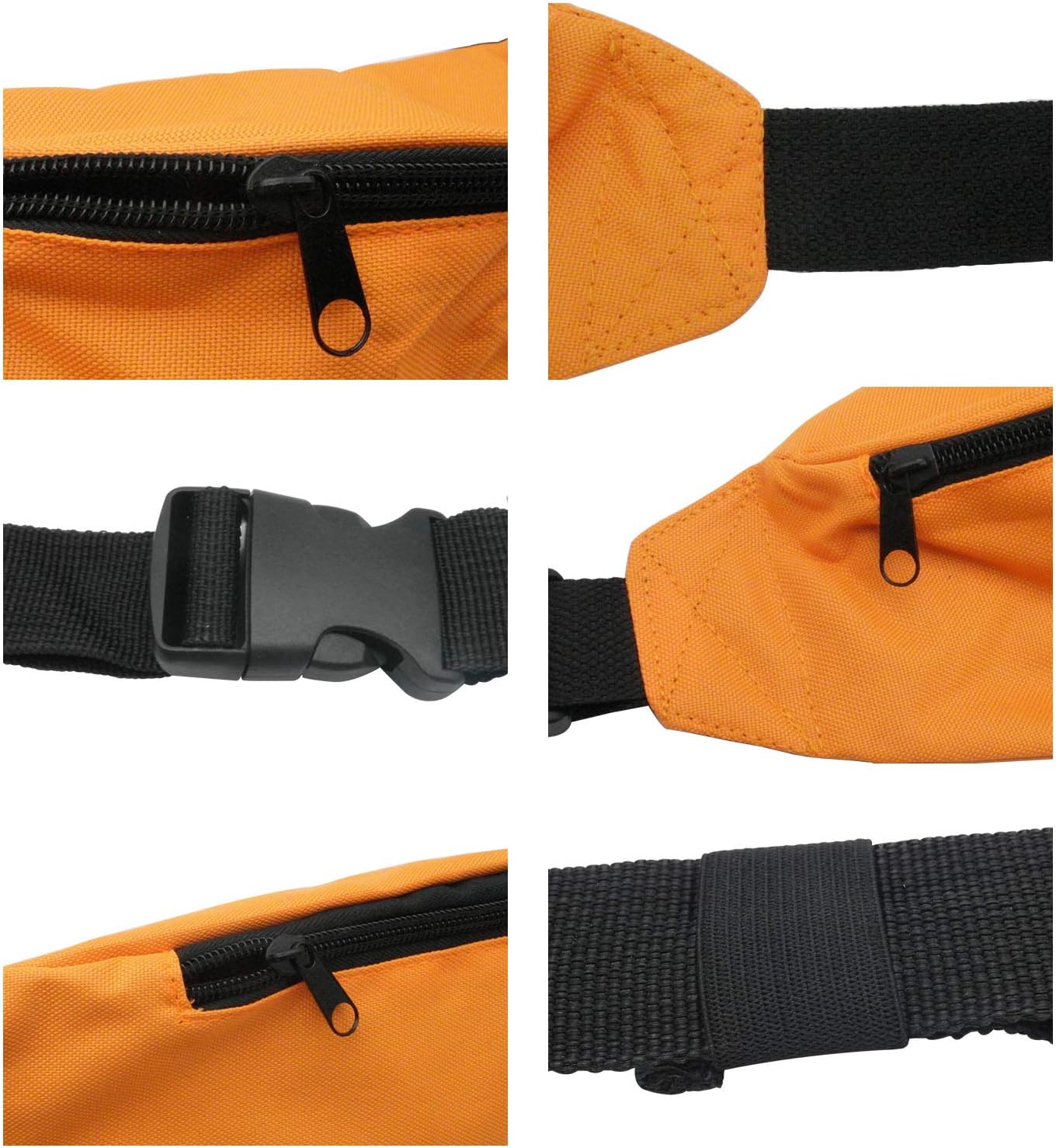 Unisex Men Women Fashion Sporty Multi-purpose 2-Zipper Waist Belt Bag Fanny Pack Adjustable Strap for Sport Hiking Traveling Passport Wallet (Orange)