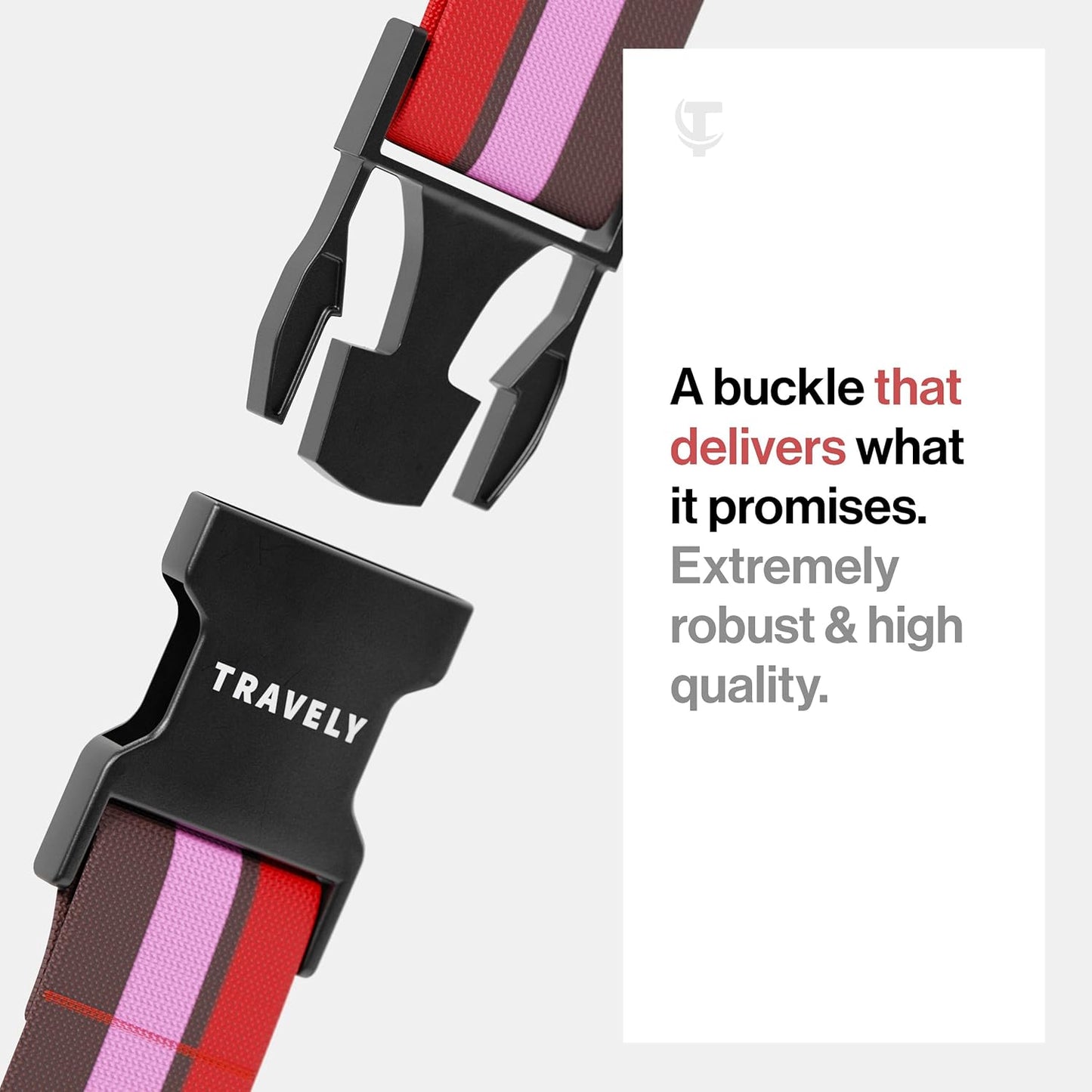 TRAVELY luggage straps - Particularly conspicuous & secure - Incl. 2 name tags - Luggage strap ideal crosswise - [set of 2]