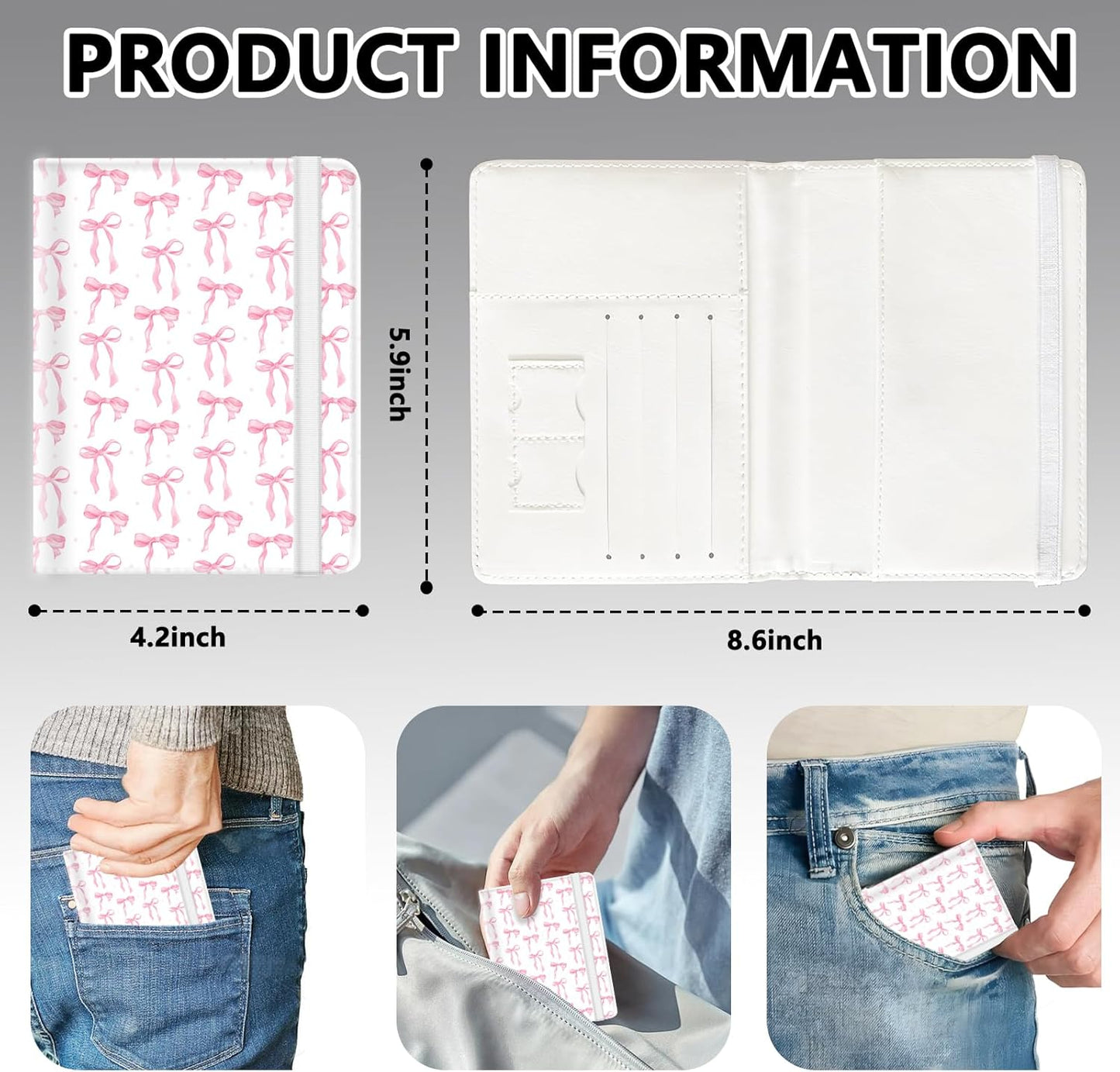 Passport Holder for Travel, Cute Passport Cover for Women Men, Waterproof PU Leather Rfid Blocking Passport Wallet with Credit Card Case for Travel Family, Boys Girls Travel Essentials