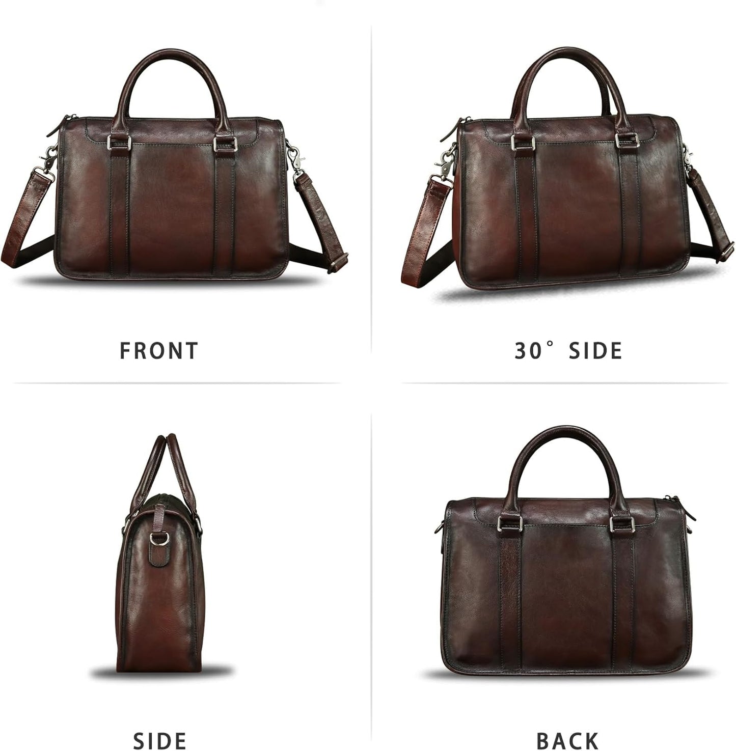 Genuine Leather Messenger Briefcase Bags for Men Vintage Real Leather Shoulder Purse Crossbody Bag Computer Laptop Bag
