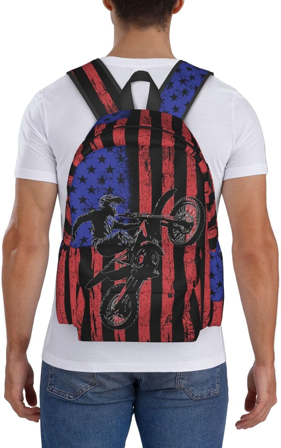 Motorcycle Flag Backpack School Bag Lightweight Bookbag Laptop Travel Daypack For Kids Girls Boys Teens